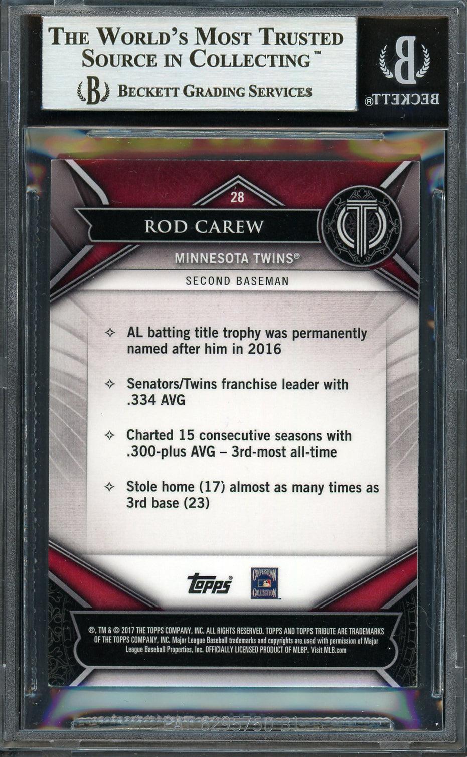 Rod Carew Autographed 2017 Topps Tribute Card #28 Minnesota Twins Beckett BAS #12754481 - Image 2