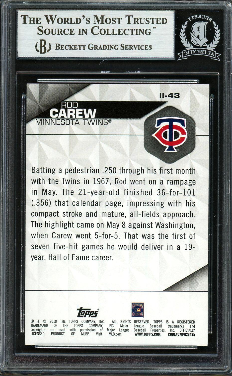 Rod Carew Autographed 2018 Topps Instant Impact Card #II-43 Minnesota Twins Beckett BAS #12754506 - Image 2