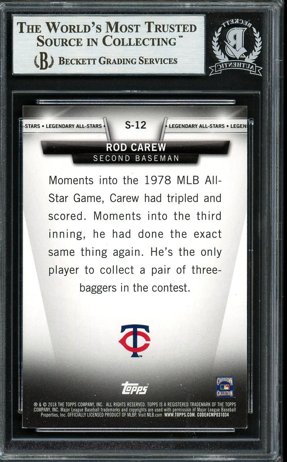 Rod Carew Autographed 2018 Topps Legendary All Stars Card #S-12 Minnesota Twins Beckett BAS #12754508 - Image 2