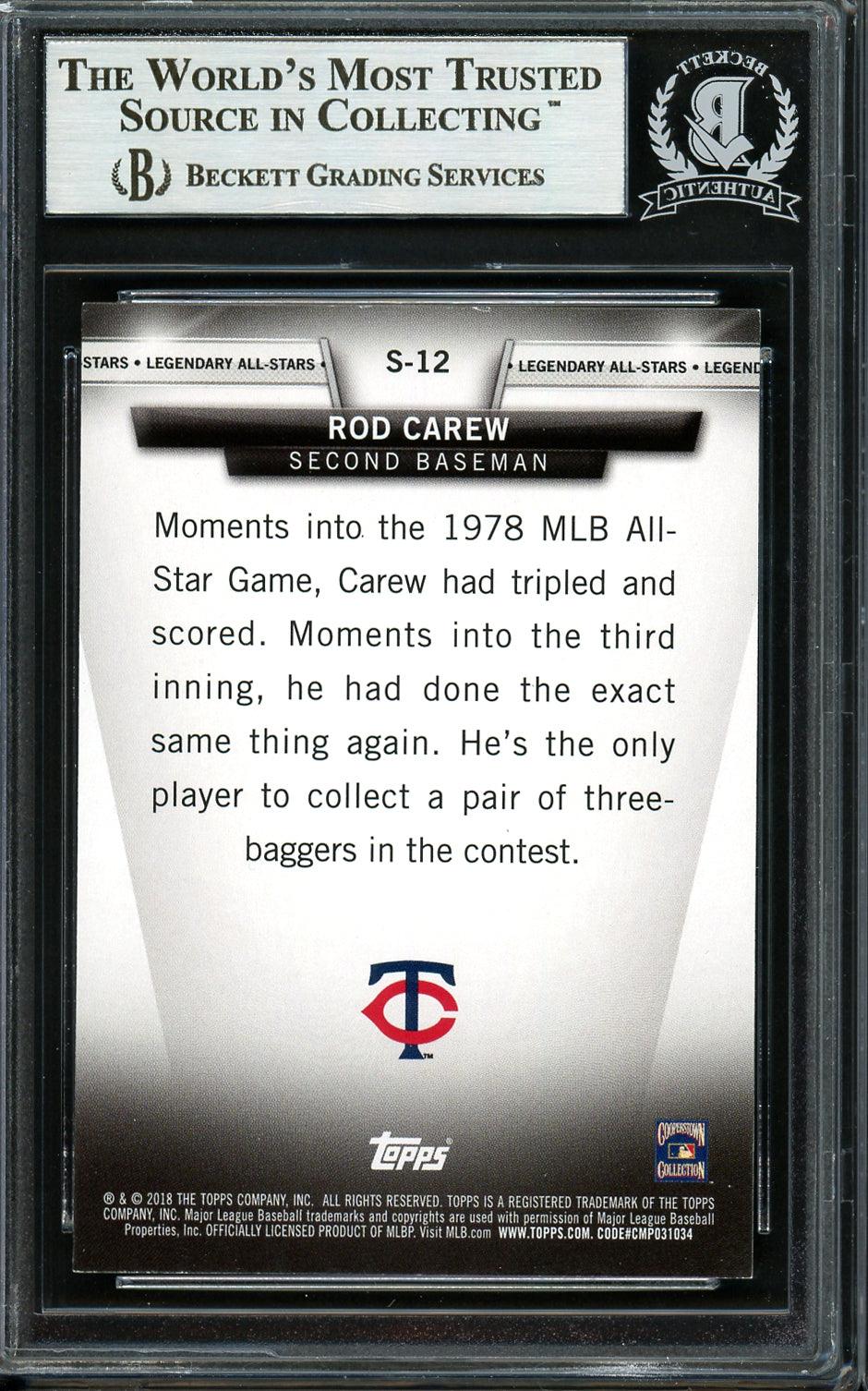 Rod Carew Autographed 2018 Topps Legendary All Stars Card #S-12 Minnesota Twins Beckett BAS #12754509 - Image 2