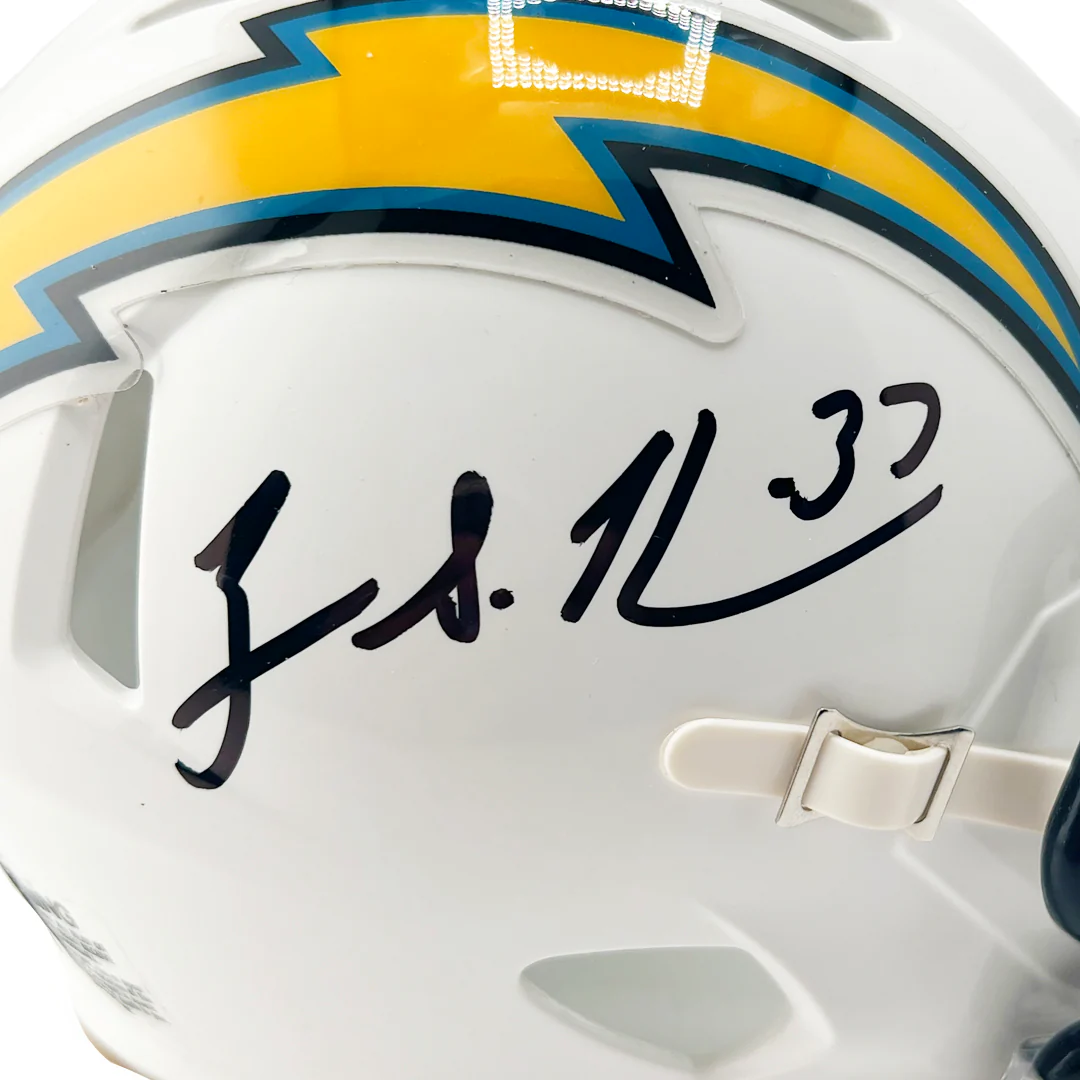 Rodney Harrison Signed Los Angeles Chargers Throwback 07-18 Speed Mini Football Helmet (Beckett) - Image 2