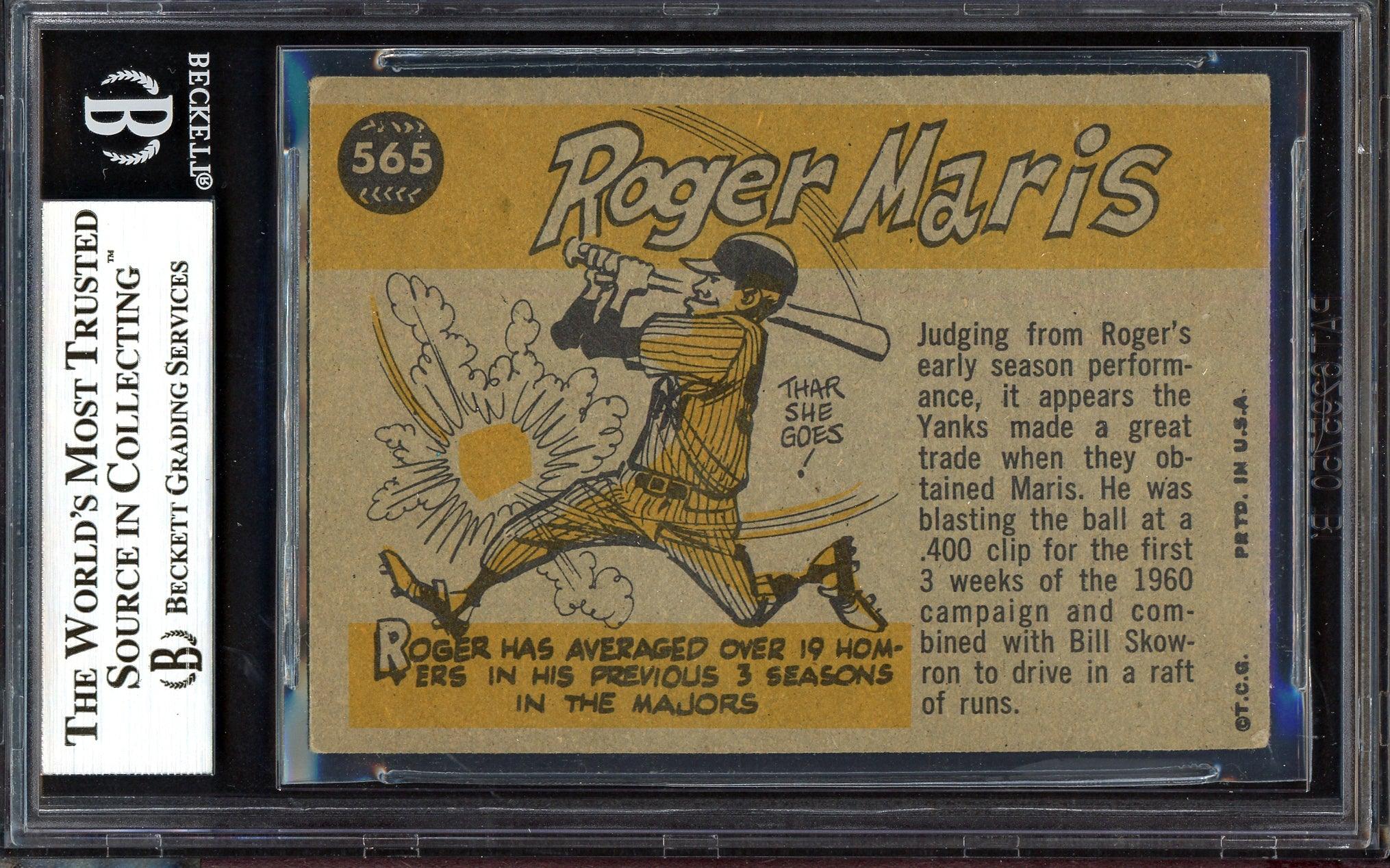 Roger Maris Autographed 1960 Topps Card #565 New York Yankees Vintage Signature Beckett BAS #13022235 - Image 2