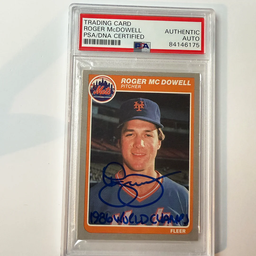Roger McDowell Signed 1985 FleerUpdate Rookie #U81 1986 World Champs PSA Auto Auth