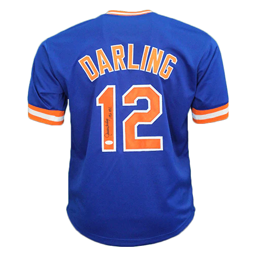 Ron Darling signed New York blue 1986 WSC Pro Style Baseball Jersey Blue (JSA)