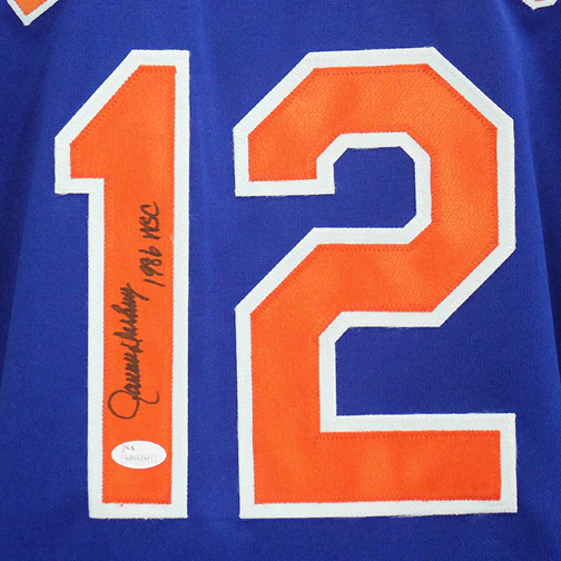 Ron Darling signed New York blue 1986 WSC Pro Style Baseball Jersey Blue (JSA) - Image 2