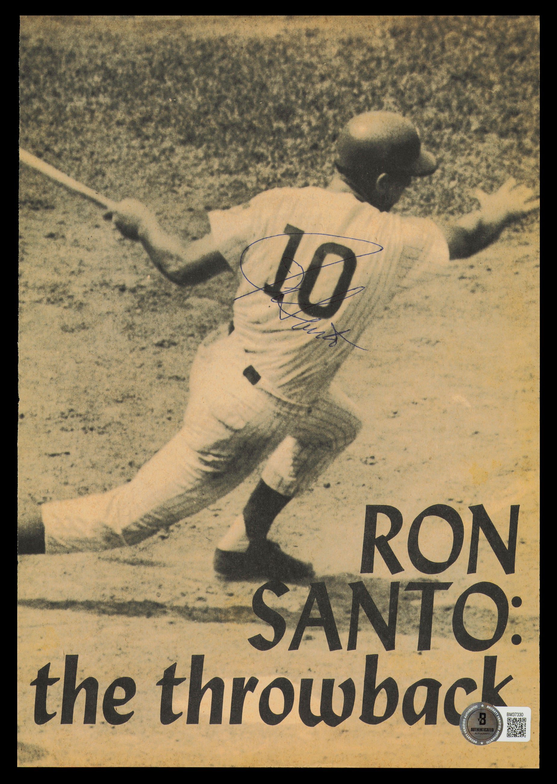 Ron Santo Autographed 8x11.5 Magazine Page Photo Chicago Cubs Beckett BAS QR #BM37330