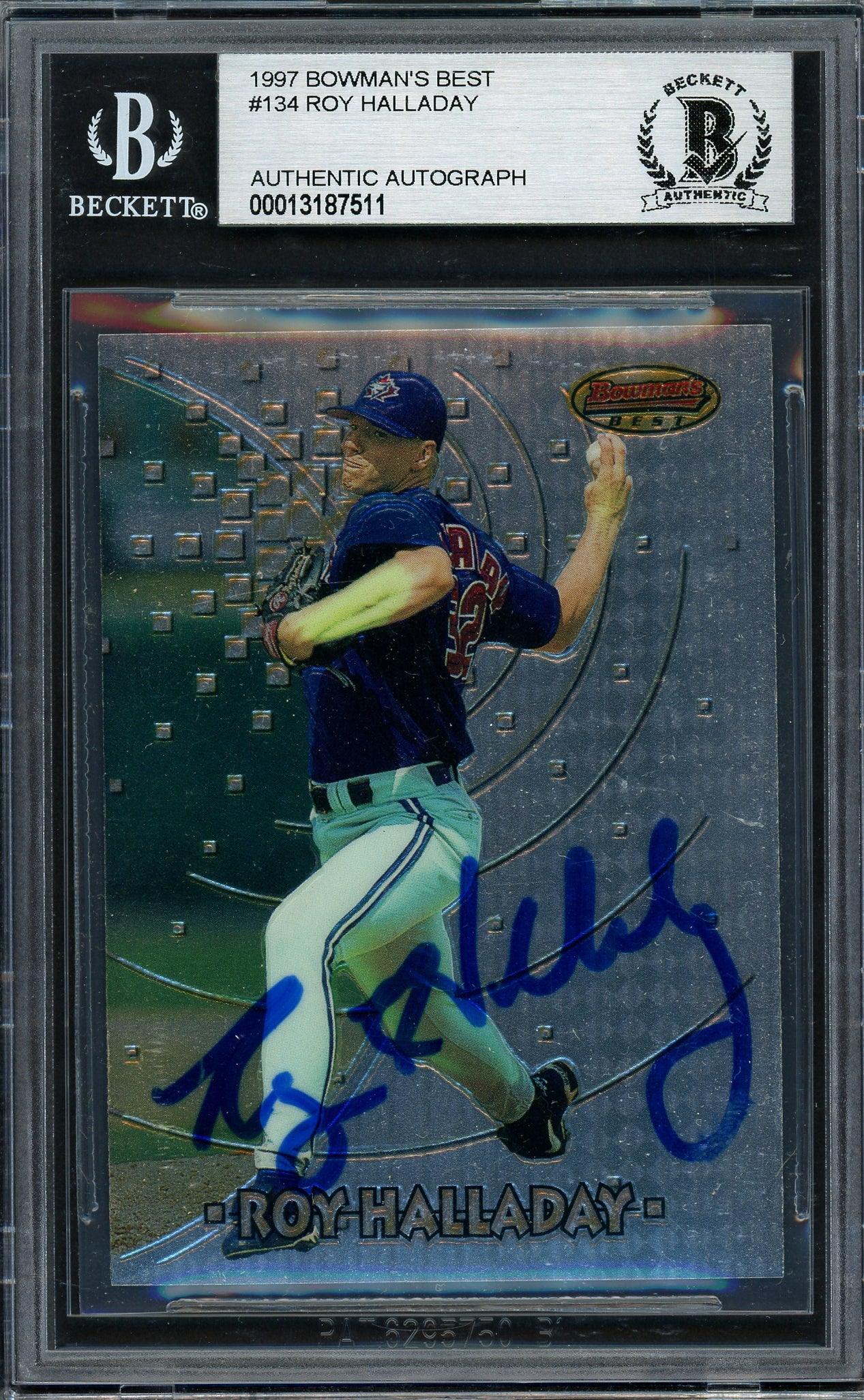 Roy Halladay Autographed 1997 Bowman's Best Rookie Card #134 Toronto Blue Jays Beckett BAS #13187511