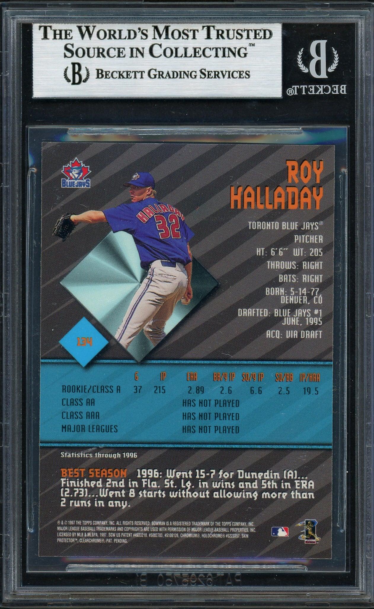 Roy Halladay Autographed 1997 Bowman's Best Rookie Card #134 Toronto Blue Jays Beckett BAS #13187511 - Image 2