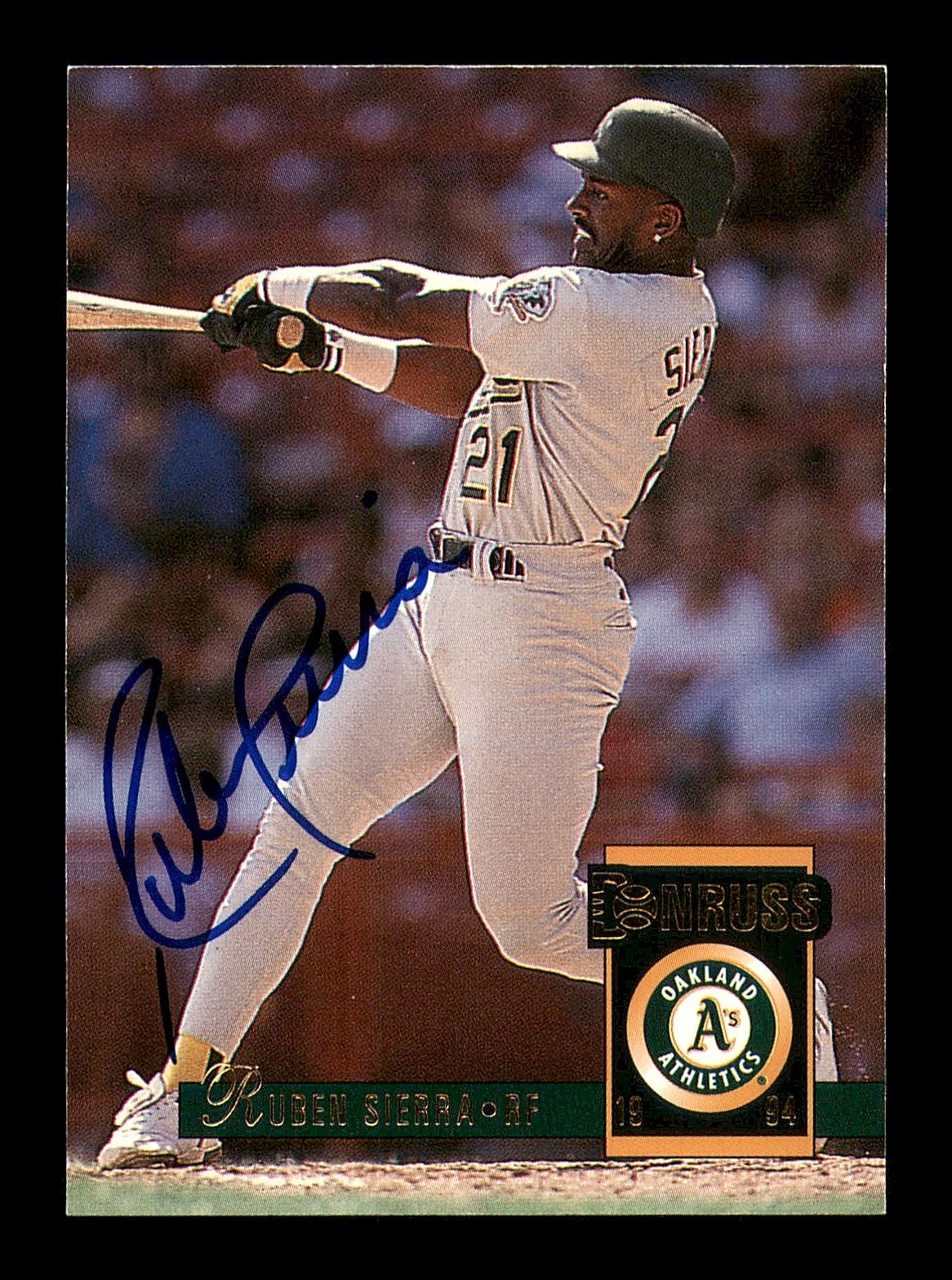 Ruben Sierra Autographed 1994 Donruss Card #33 Oakland A's SKU #184650