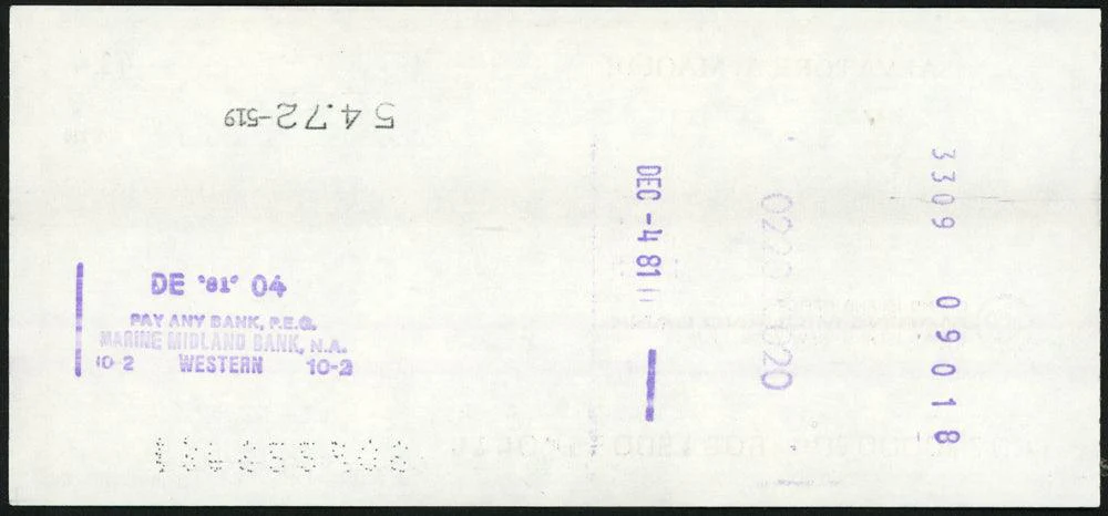 Sal Maglie Autographed 3x6 Check Brooklyn Dodgers, New York Yankees SKU #147871 - Image 2