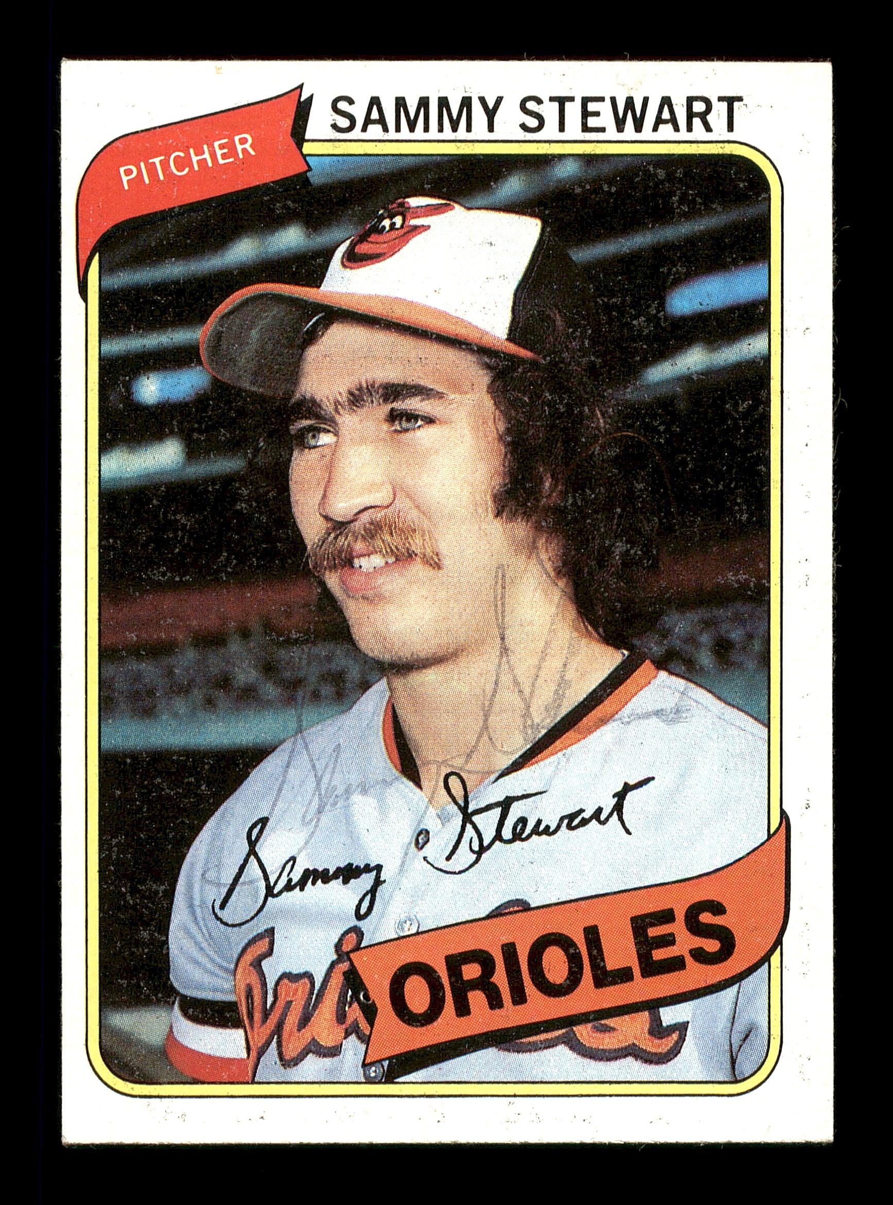 Sammy Stewart Autographed 1980 Topps Card #119 Baltimore Orioles SKU #166467
