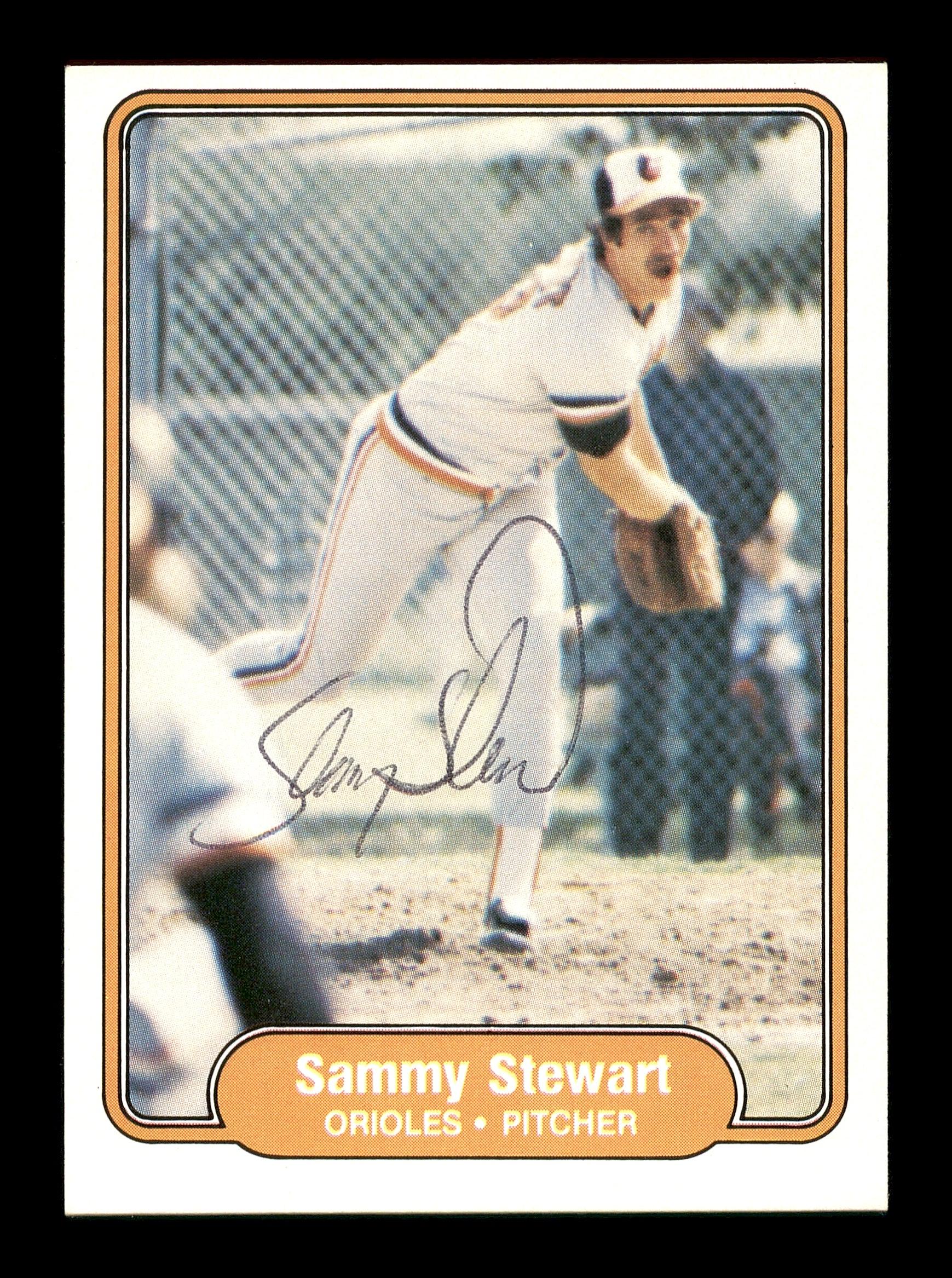 Sammy Stewart Autographed 1982 Fleer Card #180 Baltimore Orioles SKU #166758