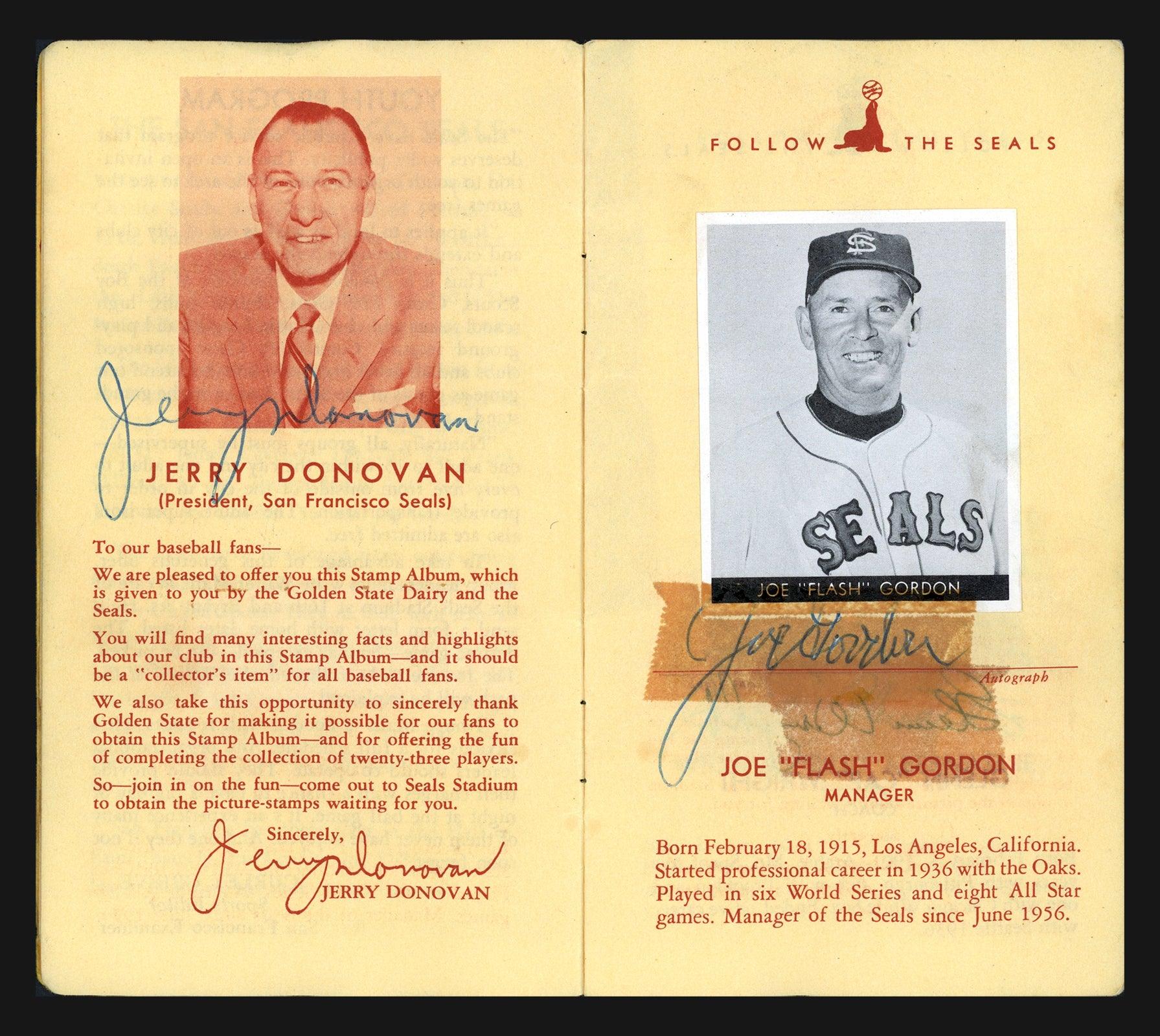 San Francisco Seals Autographed 3.5x6 Stamp Album With 25 Signatures Including Joe Gordon Beckett BAS #AB72591