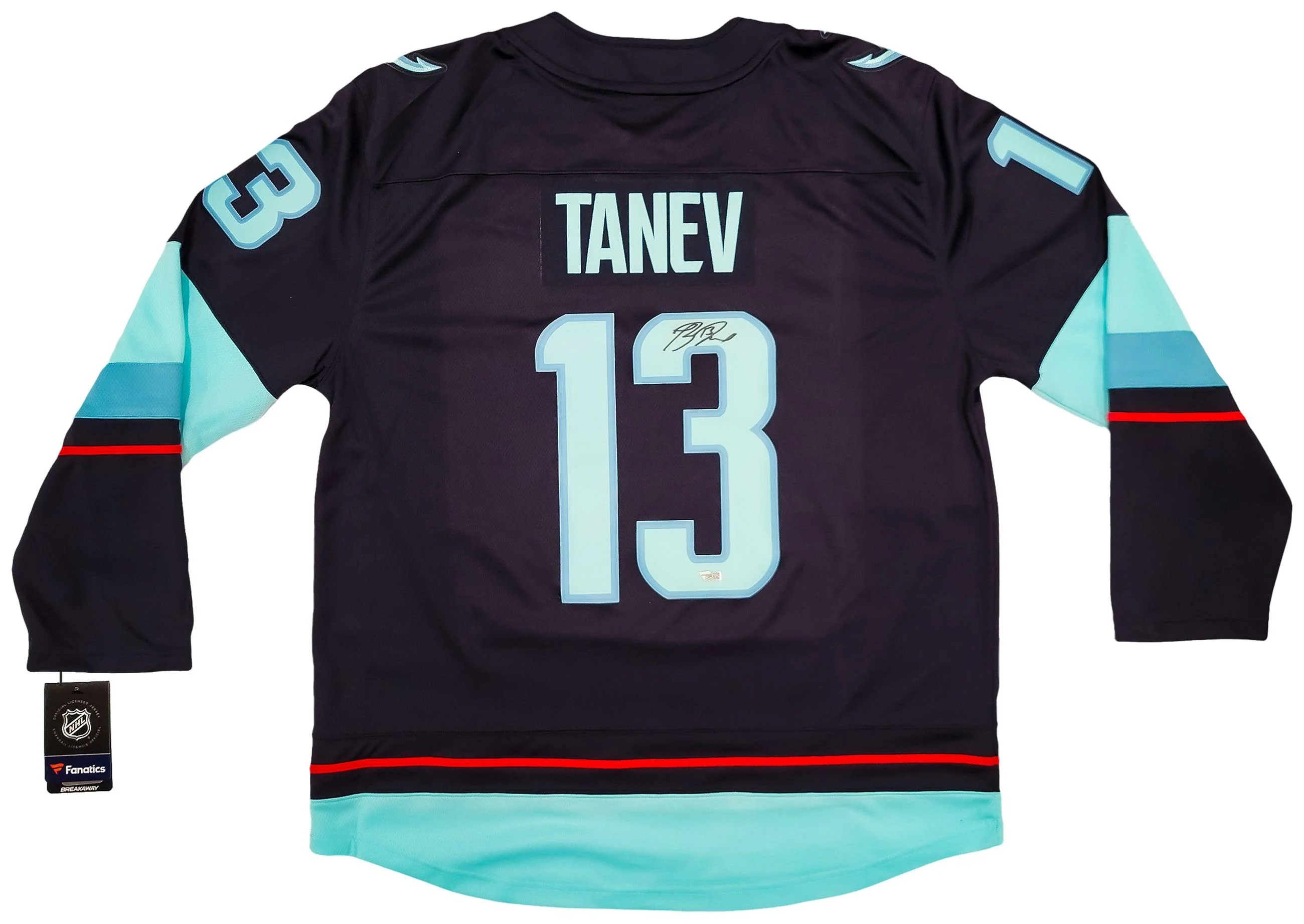 Seattle Kraken Brandon Tanev Autographed Navy Fanatics Breakaway Jersey Size XL With Inaugural Patch Fanatics Holo Stock #202956 - Image 2