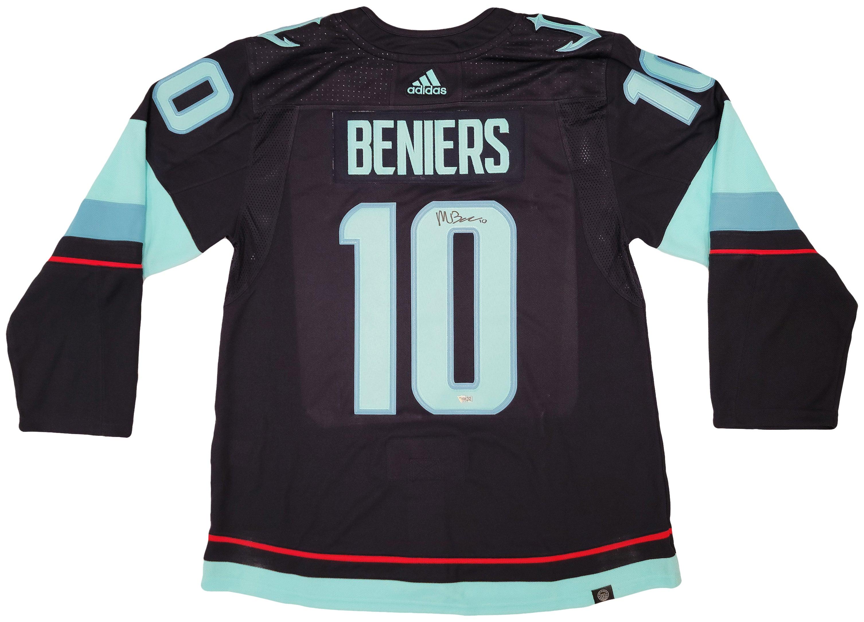 Seattle Kraken Matty Beniers Autographed Blue Adidas Jersey Size 54 With Inaugural Patch Fanatics Holo Stock #206001 - Image 2