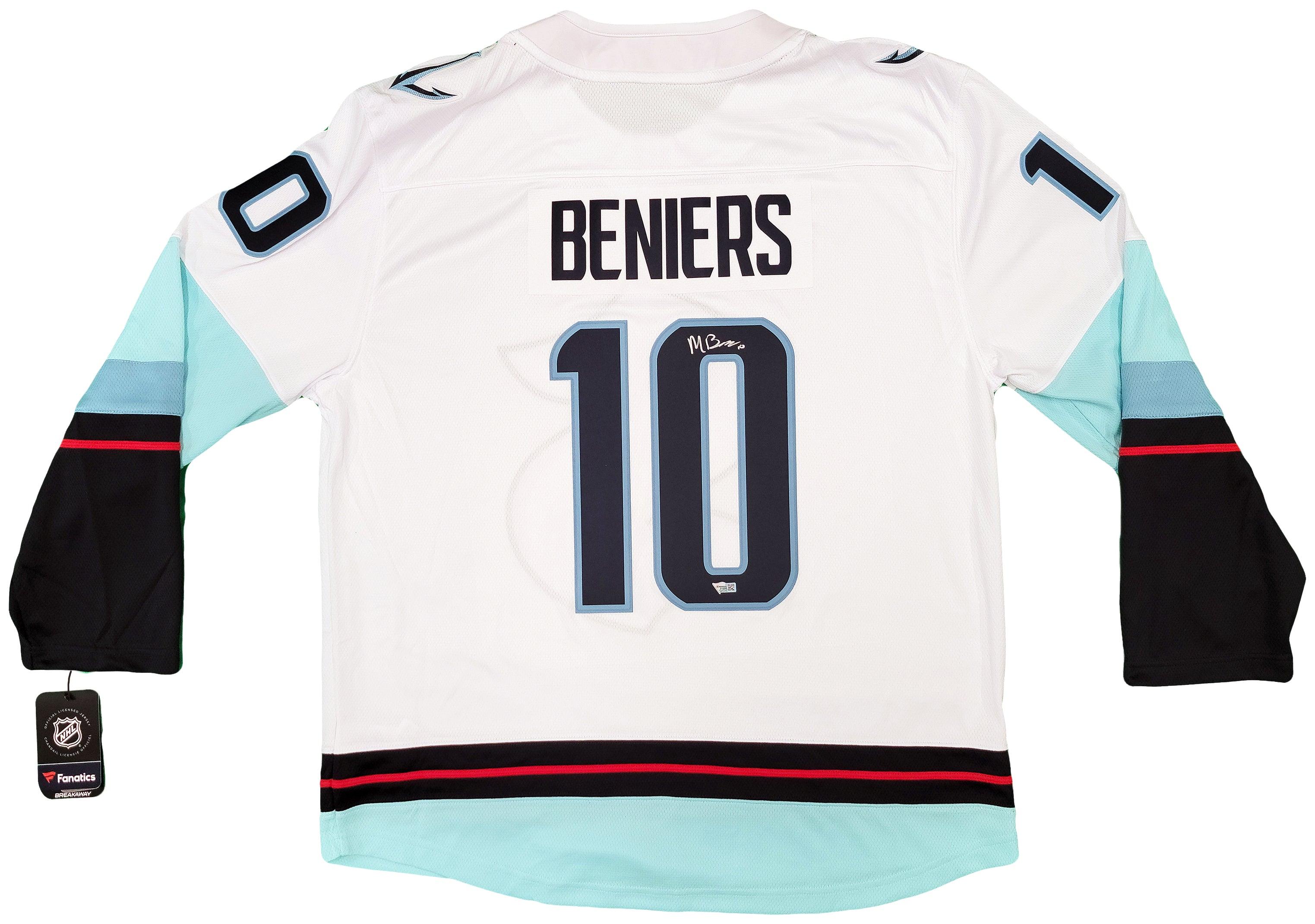 Seattle Kraken Matty Beniers Autographed White Fanatics Jersey Size XL With Inaugural Patch Fanatics Holo Stock #206007 - Image 2