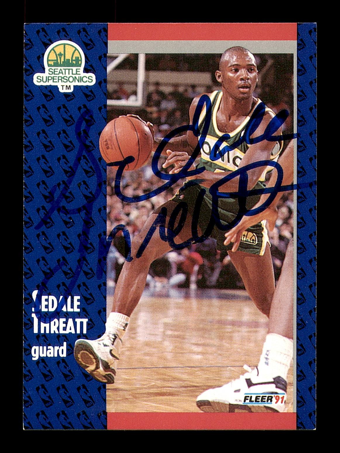 Sedale Threatt Autographed 1991-92 Fleer Card #196 Seattle Supersonics SKU #183302