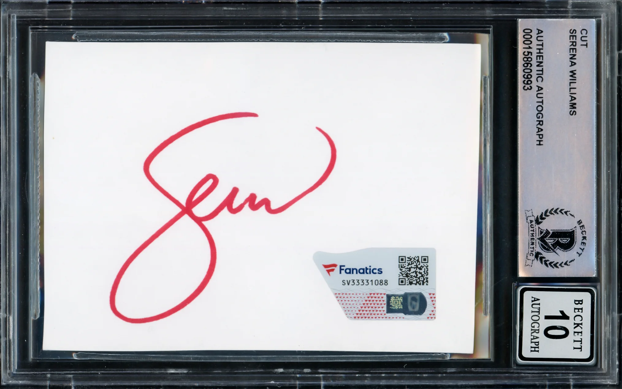 Serena Williams Autographed 2.5x3.5 Cut Signature Auto Grade Gem Mint 10 Red Beckett BAS #15860993