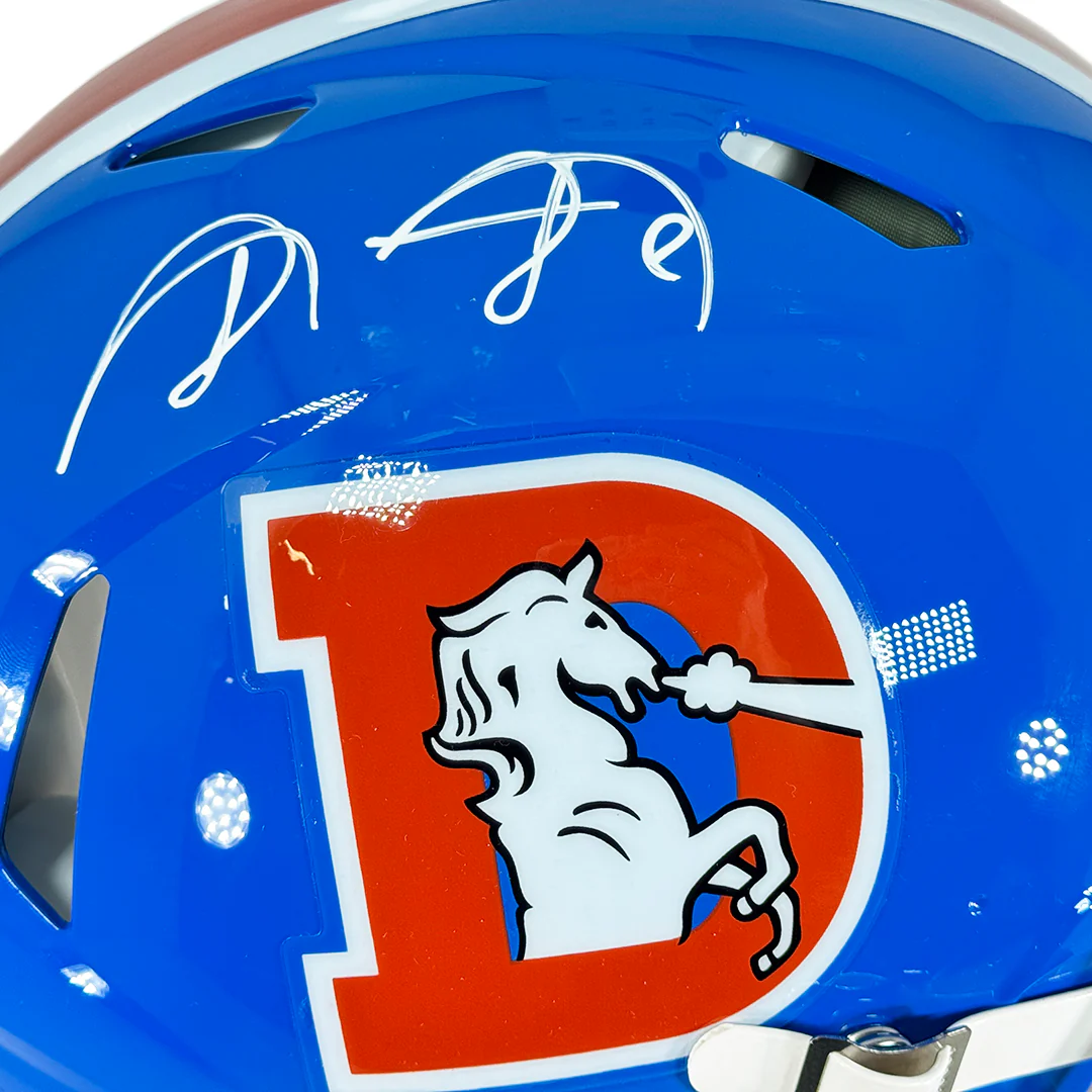 Shannon Sharpe Signed Denver Broncos Throwback Authentic Speed Full-Size Football Helmet (JSA) - Image 2