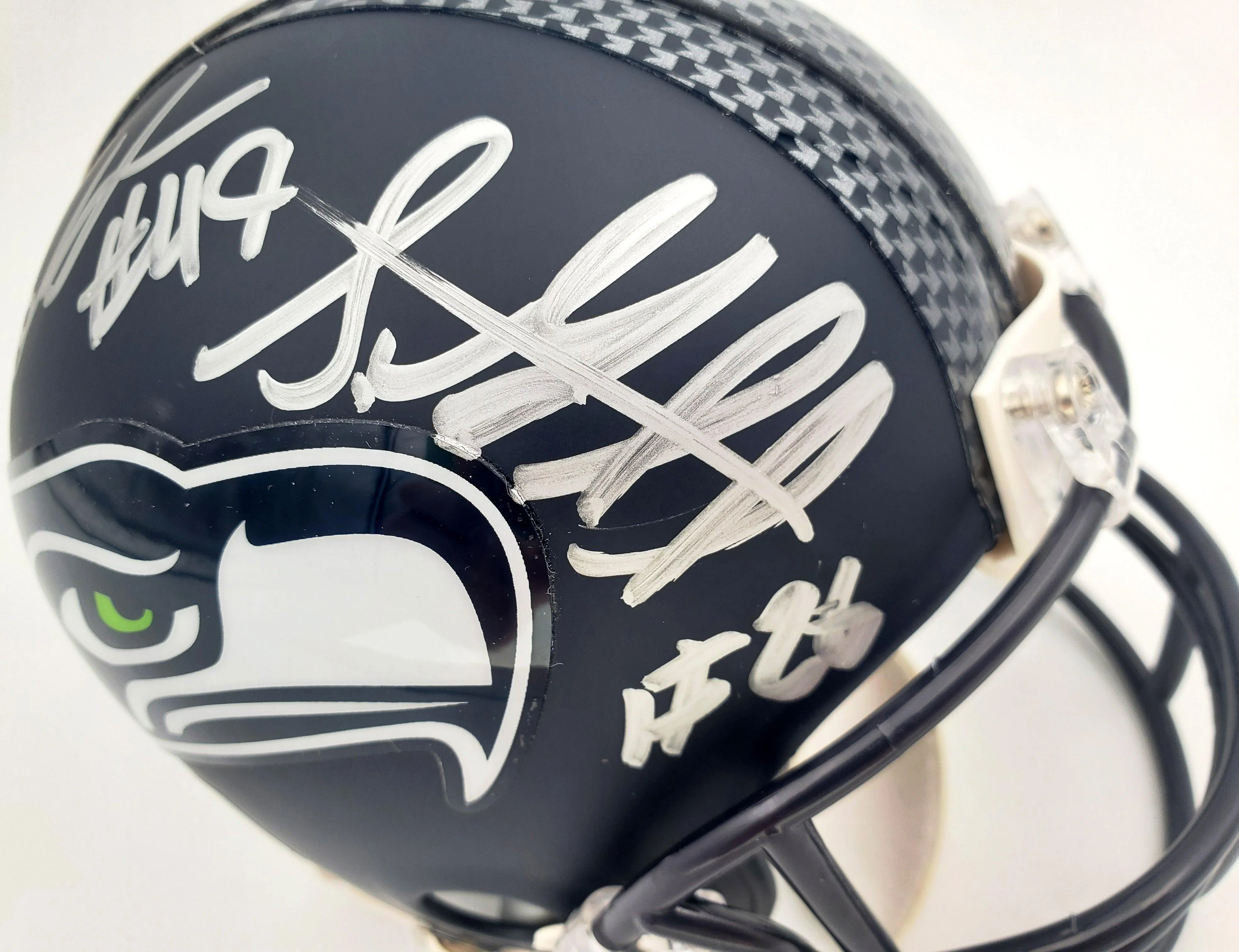 Shaquem & Shaquill Griffin Autographed Seattle Seahawks Mini Helmet In Silver MCS Holo Stock #134373 - Image 2