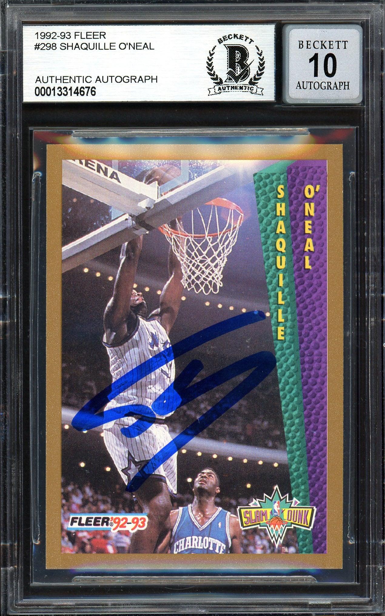 Shaquille "Shaq" O'Neal Autographed 1992-93 Fleer Rookie Card #298 Orlando Magic Beckett BAS #13314676