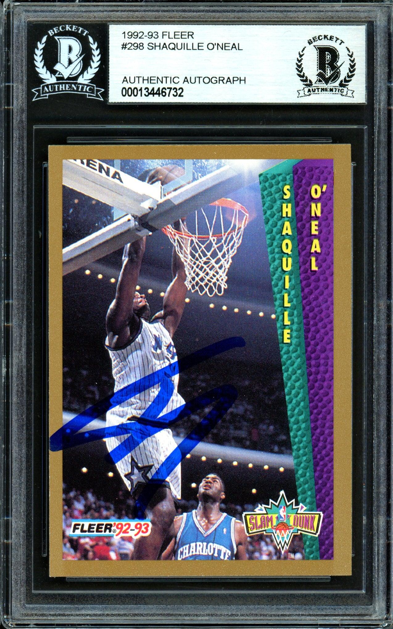 Shaquille Shaq O'Neal Autographed 1992-93 Fleer Rookie Card #298 Orlando Magic Beckett BAS #13446732