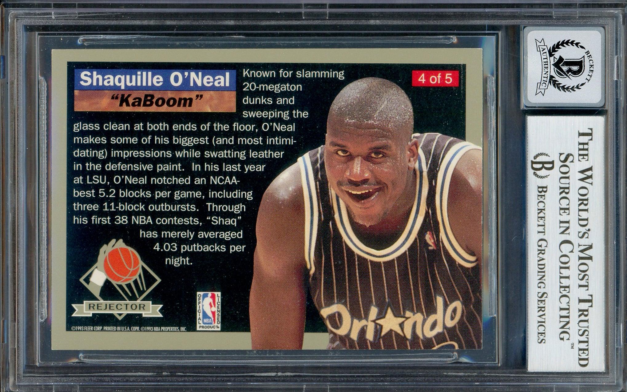 Shaquille Shaq O'Neal Autographed 1992-93 Fleer Ultra Rejector Rookie Card #4 Orlando Magic Auto Grade Gem Mint 10 Beckett BAS #13017495 - Image 2