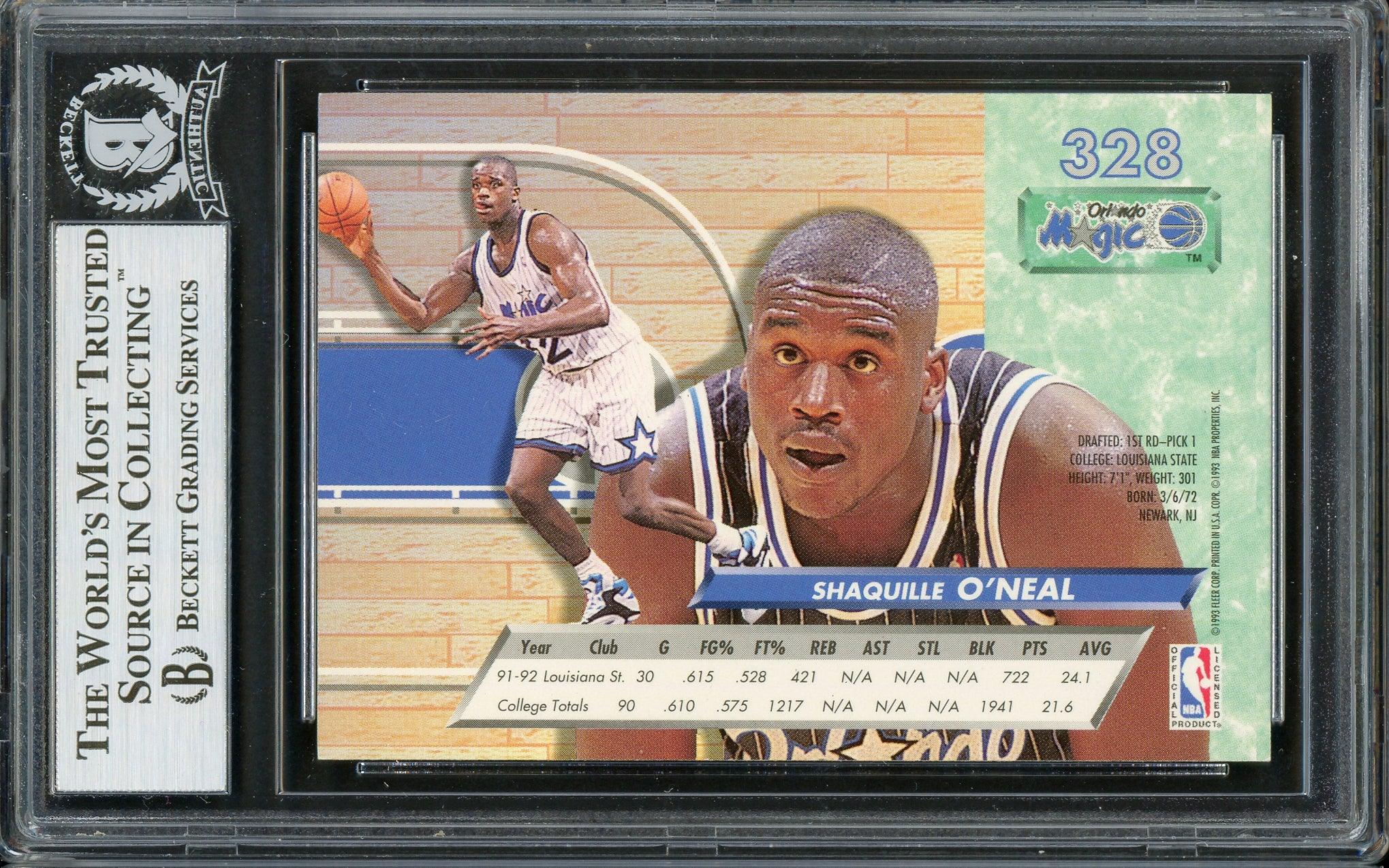 Shaquille Shaq O'Neal Autographed 1992-93 Fleer Ultra Rookie Card #328 Orlando Magic Beckett BAS #13020246 - Image 2