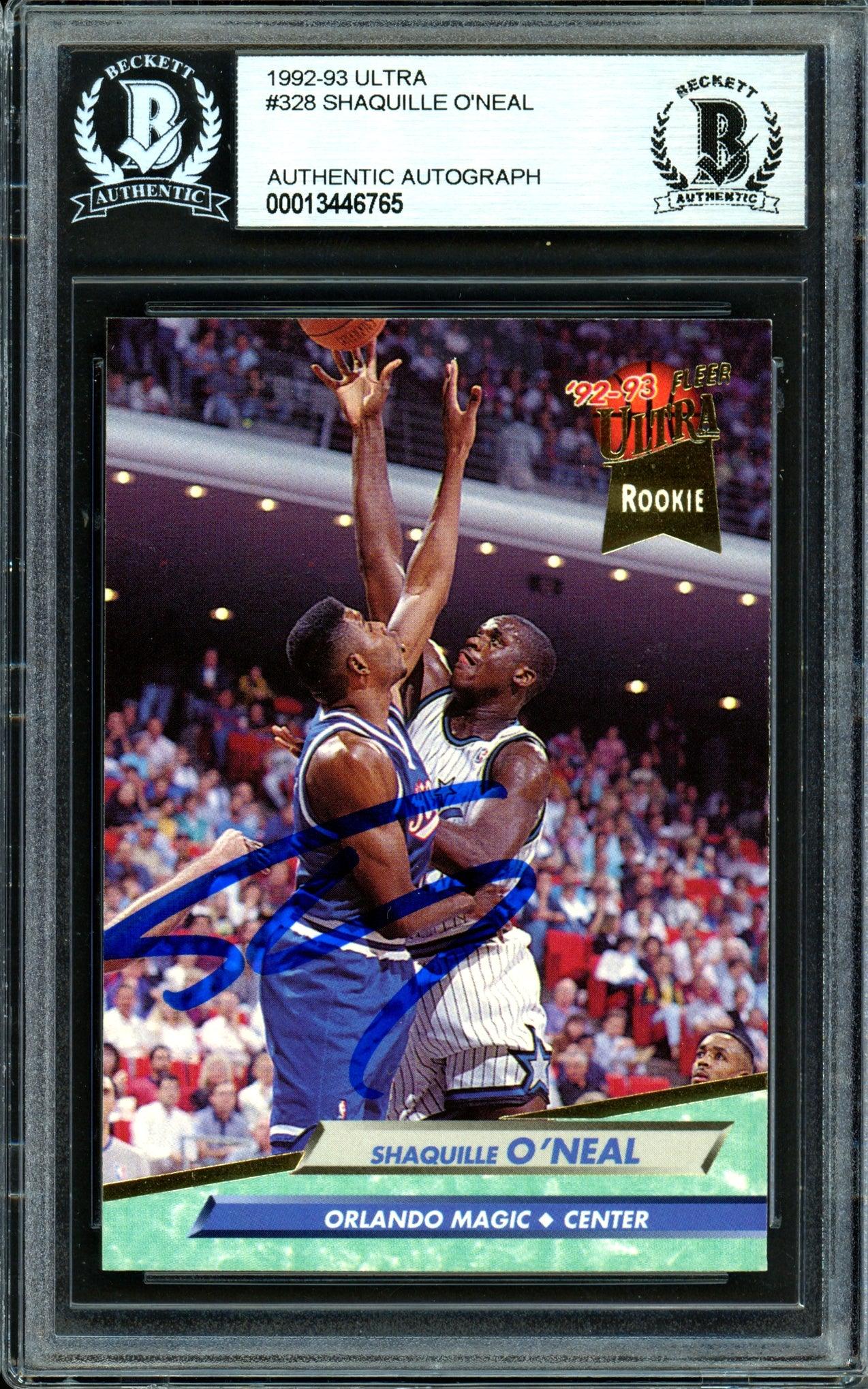 Shaquille Shaq O'Neal Autographed 1992-93 Fleer Ultra Rookie Card #328 Orlando Magic Beckett BAS #13446765