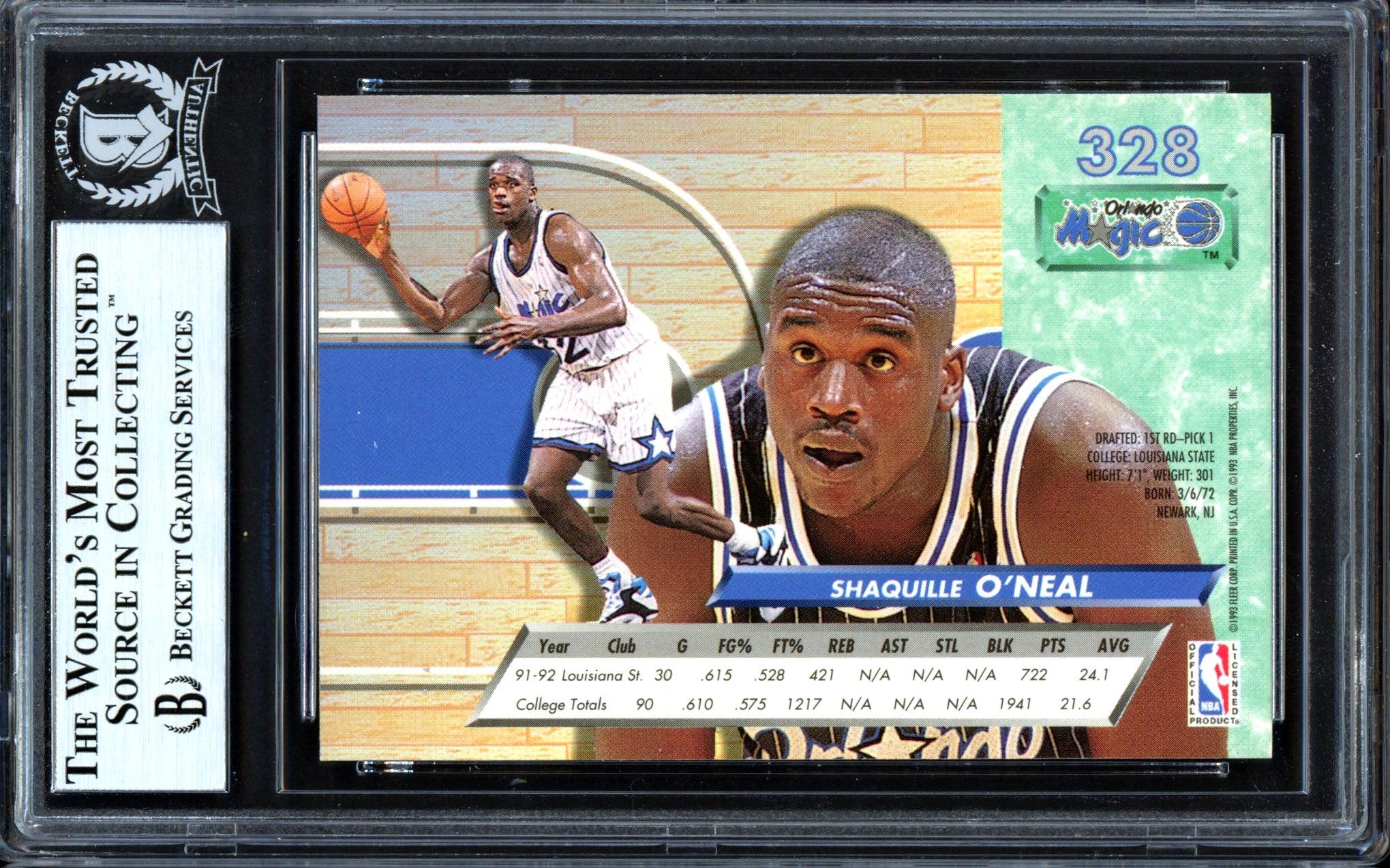 Shaquille Shaq O'Neal Autographed 1992-93 Fleer Ultra Rookie Card #328 Orlando Magic Beckett BAS #13446765 - Image 2