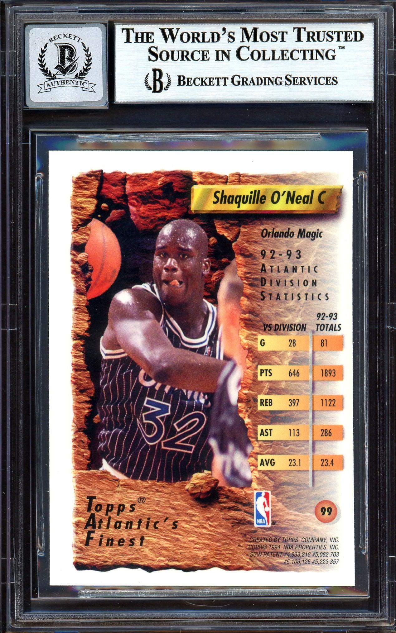 Shaquille Shaq O'Neal Autographed 1993-94 Topps Finest Card #99 Orlando Magic Auto Grade Gem Mint 10 Beckett BAS #13315316 - Image 2