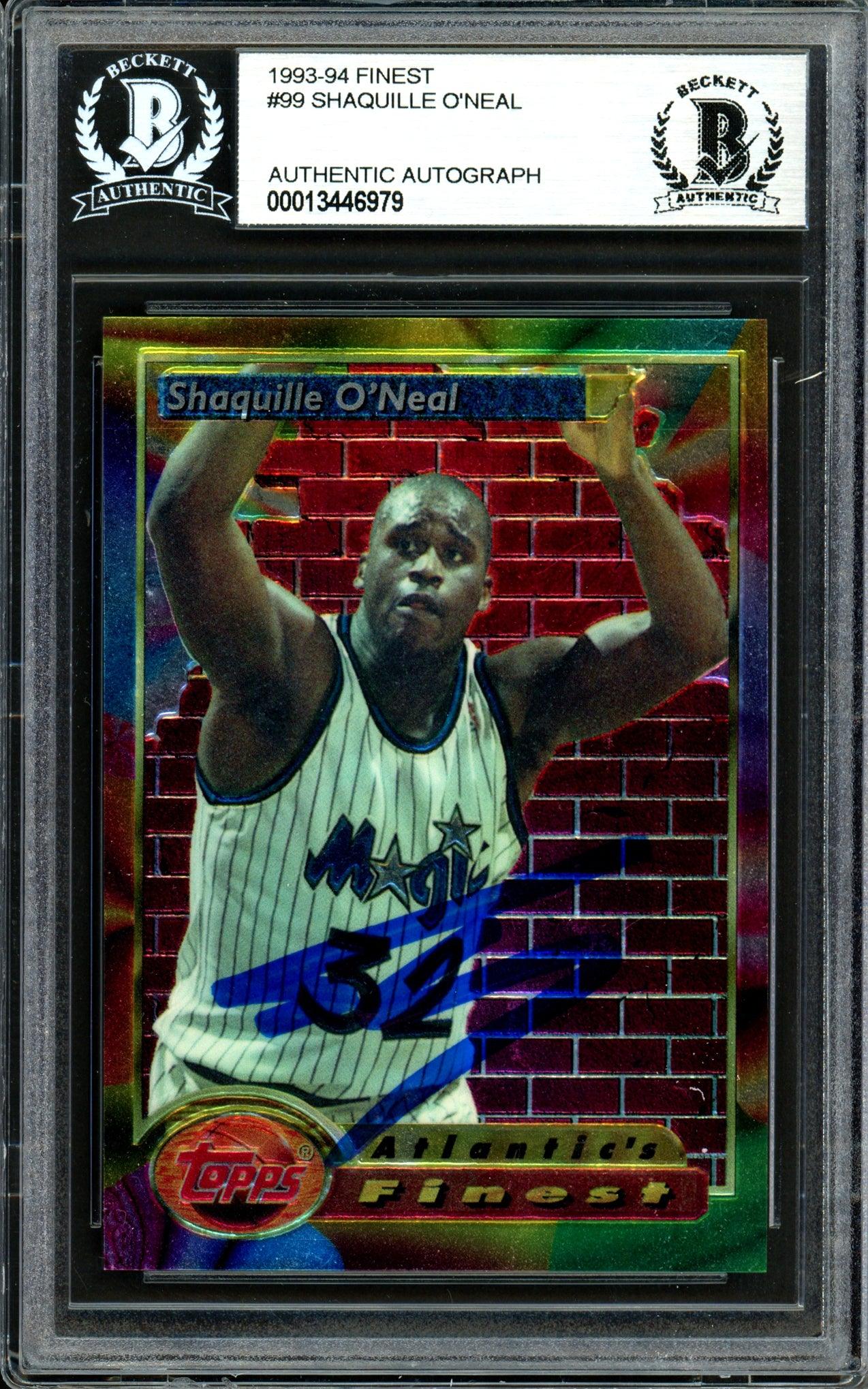 Shaquille Shaq O'Neal Autographed 1993-94 Topps Finest Card #99 Orlando Magic Beckett BAS #13446979