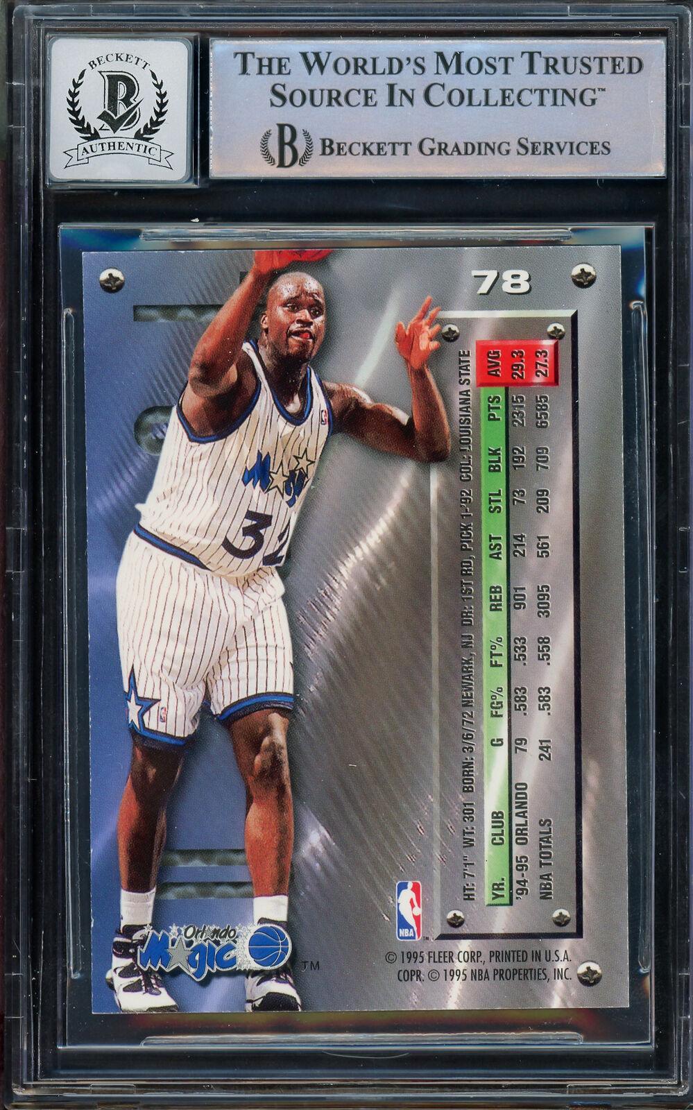 Shaquille "Shaq" O'Neal Autographed 1995-96 Fleer Metal Silver Spotlight Card #78 Orlando Magic Auto Grade Gem Mint 10 Beckett BAS #14392907 - Image 2