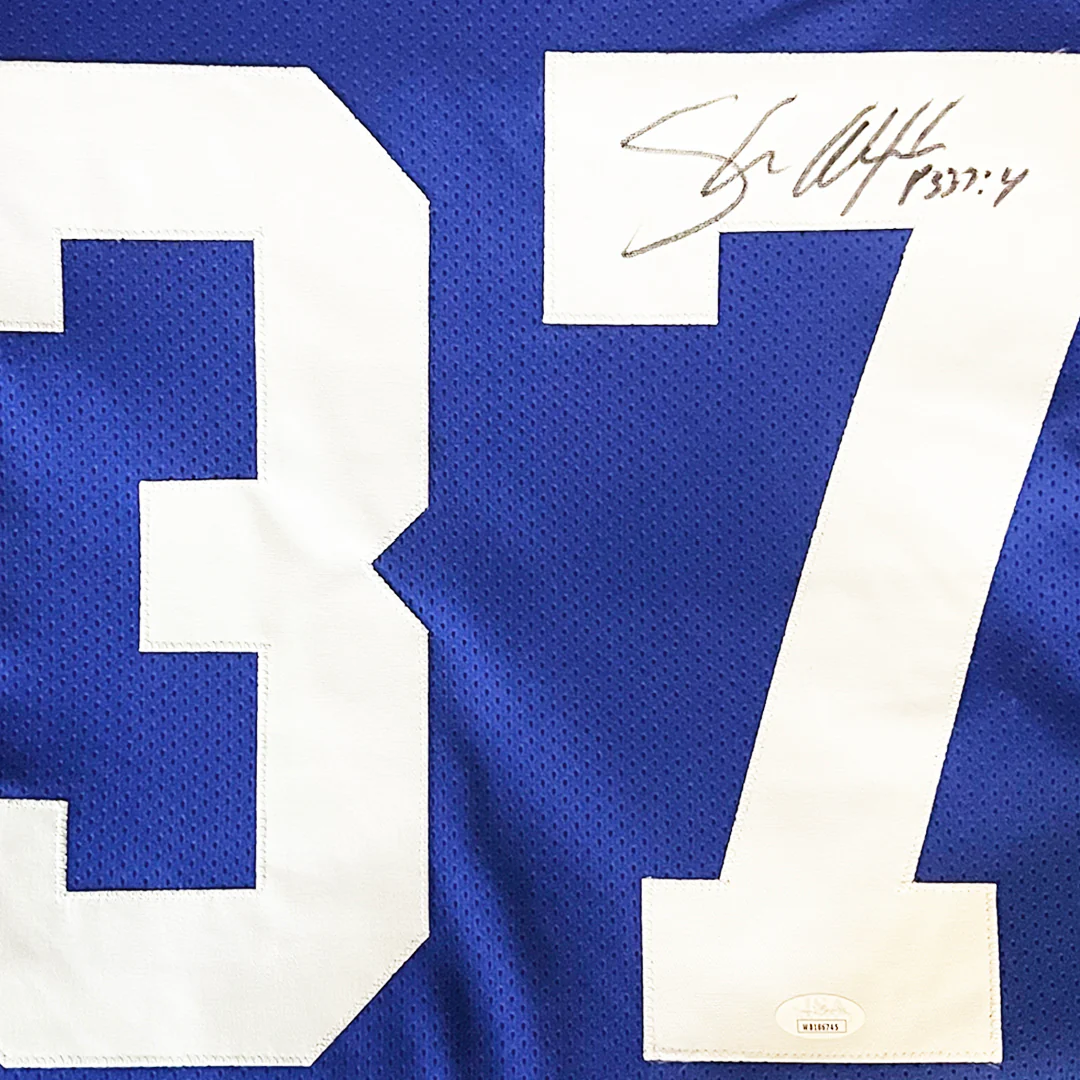 Shaun Alexander Signed Psalms Inscription Seattle Royal Blue Football Jersey (Beckett) - Image 2