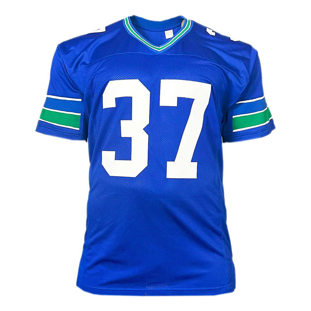 Shaun Alexander Signed Psalms Inscription Seattle Royal Blue Football Jersey (Beckett) - Image 3