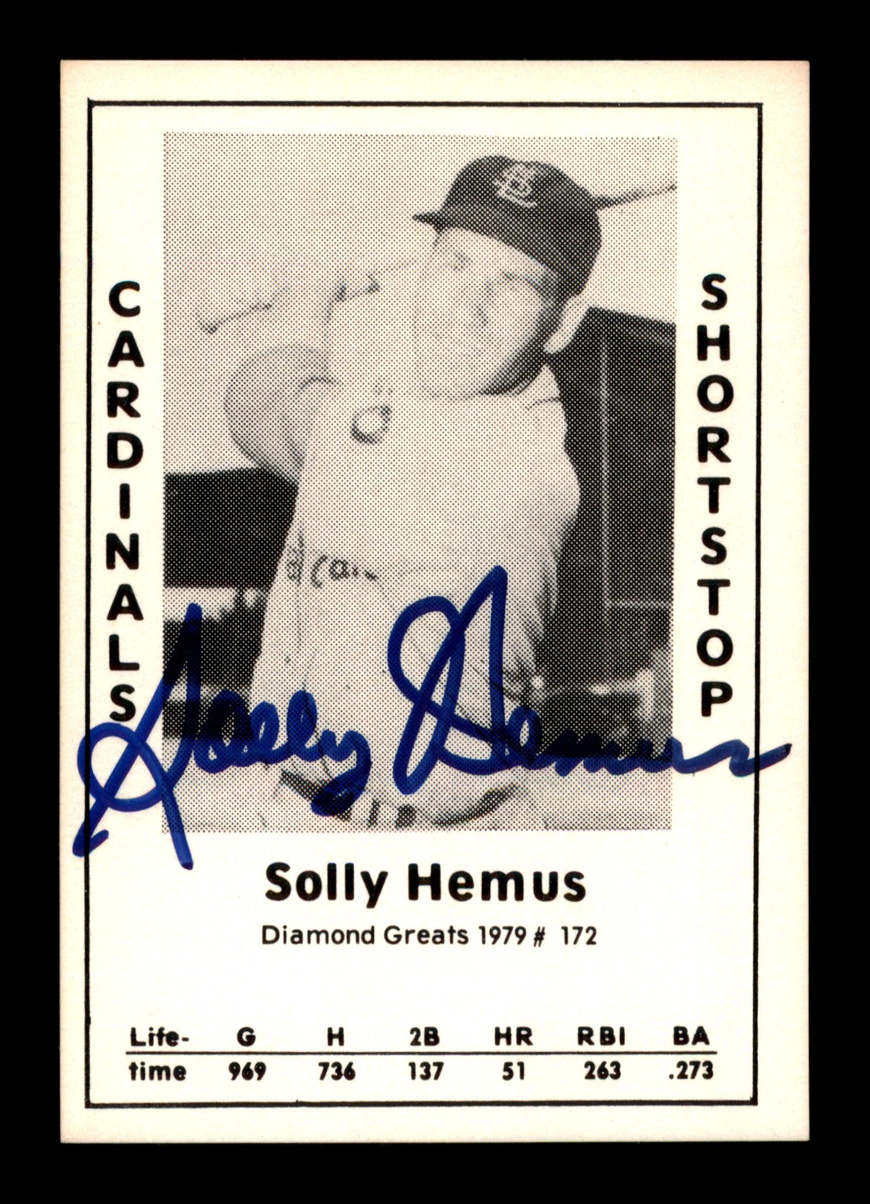 Solly Hemus Autographed 1979 Diamond Greats Card #172 St. Louis Cardinals SKU #188785