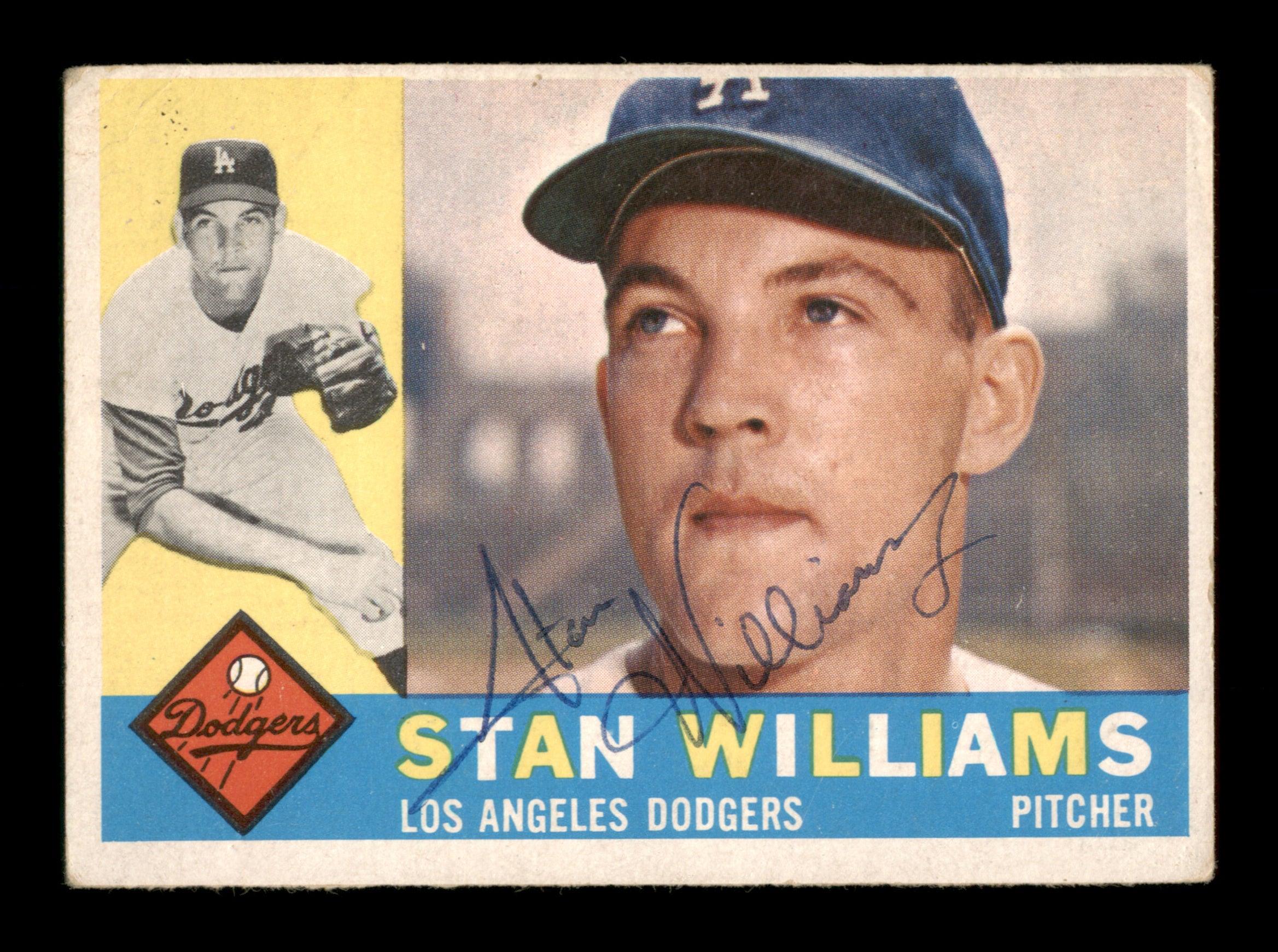 Stan Williams Autographed 1960 Topps Card #278 Los Angeles Dodgers SKU #198764