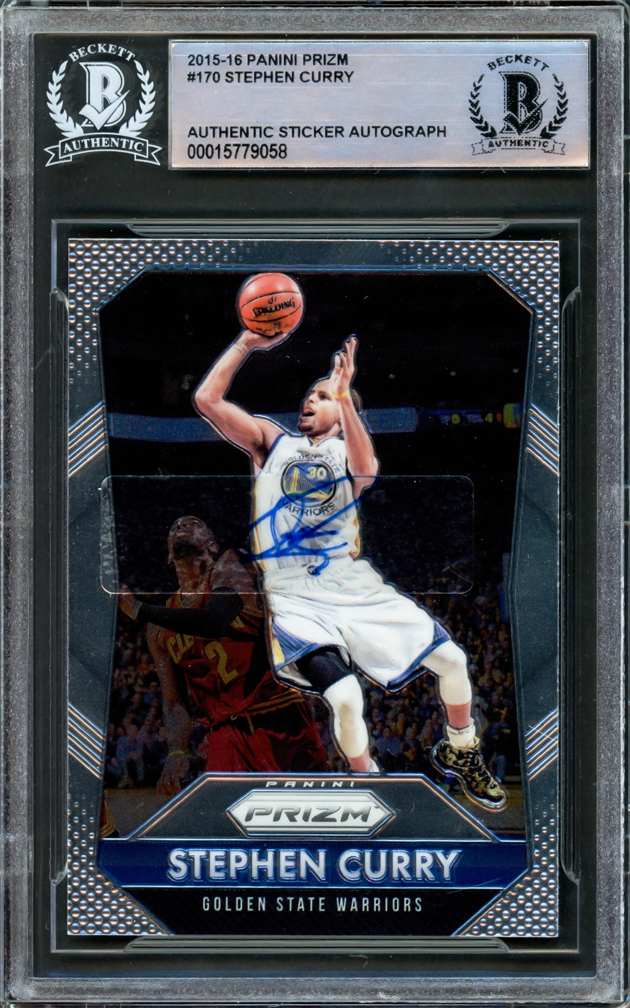 Stephen Curry Autographed 2015-16 Panini Prizm Card #170 Golden State Warriors Beckett BAS Stock #216840