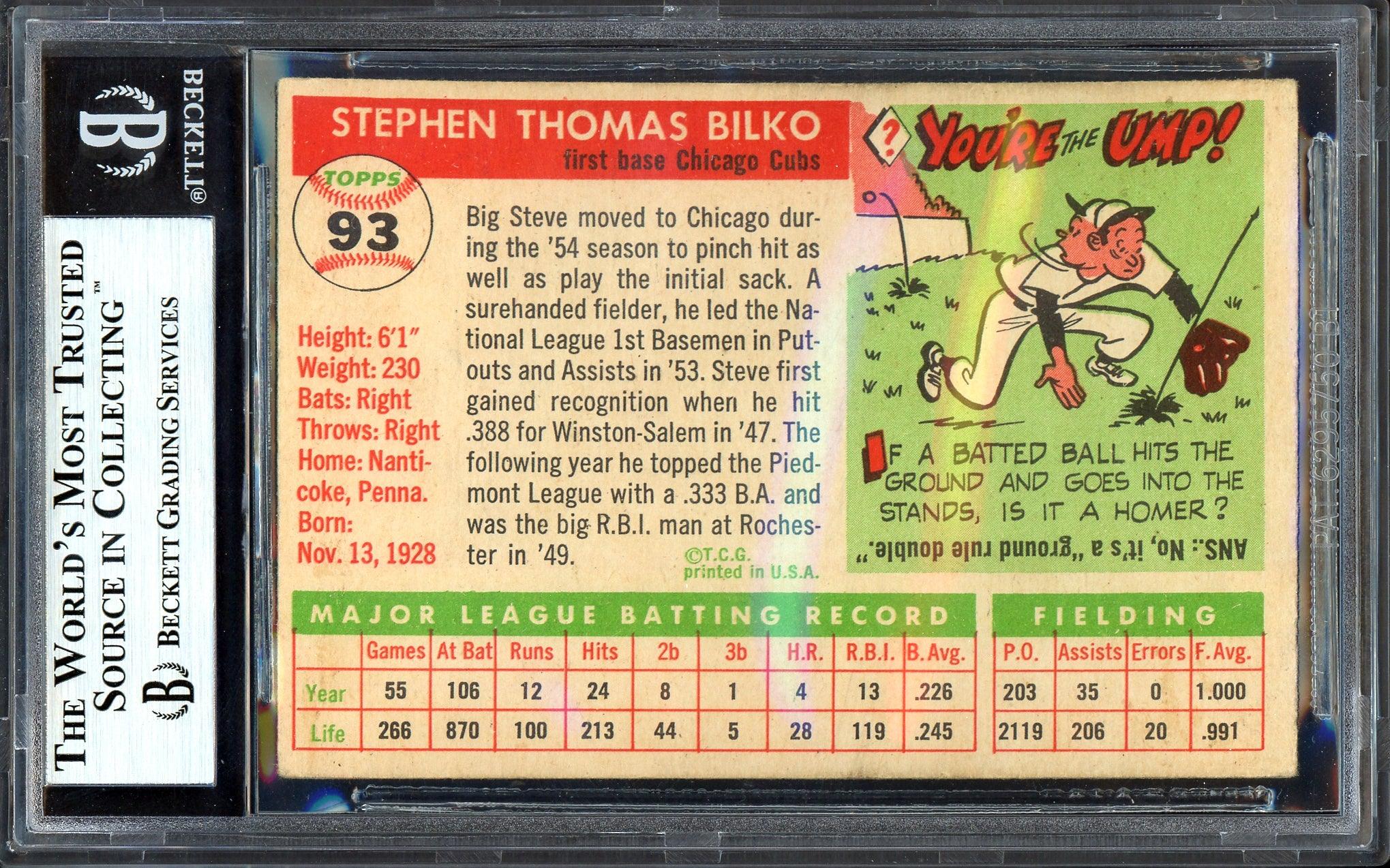 Steve Bilko Autographed 1955 Topps Card #93 Chicago Cubs Beckett BAS #13610052 - Image 2