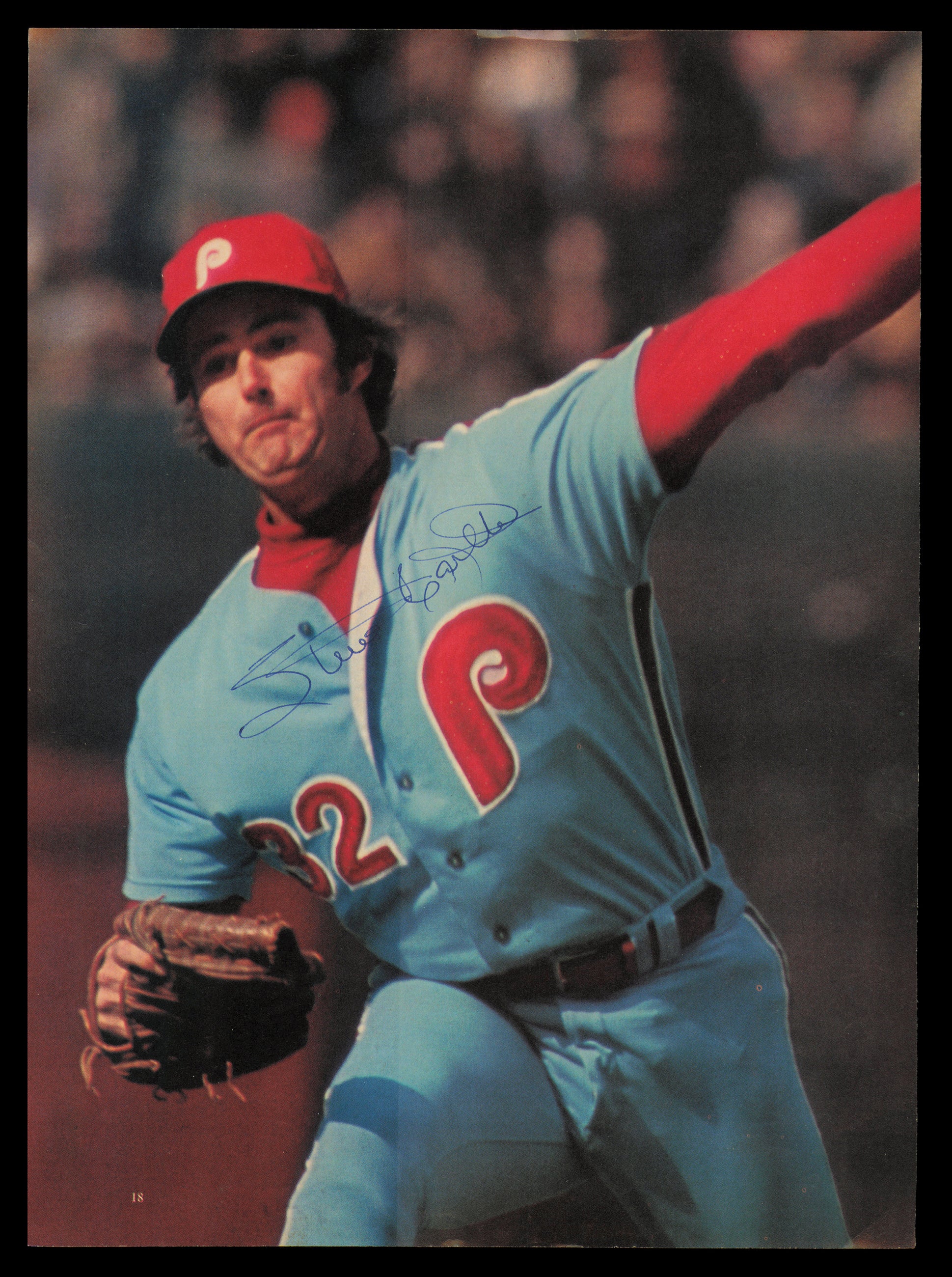 Steve Carlton Autographed 8.5x11 Magazine Page Photo Philadelphia Phillies Vintage Signature
