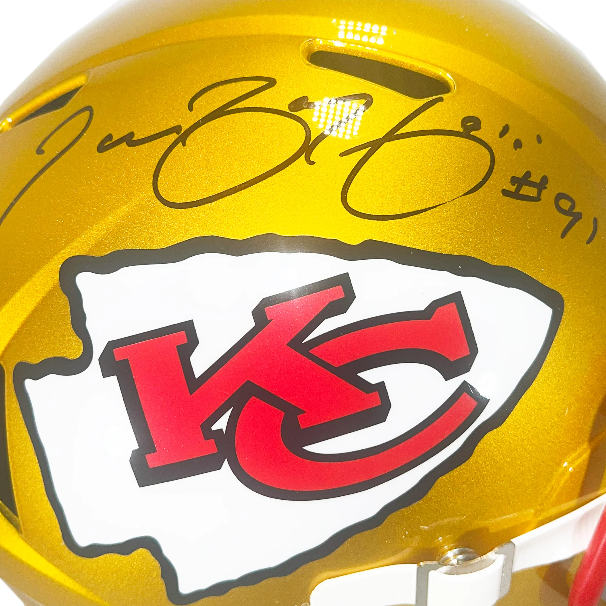 Tamba Hali Signed Kansas City Chiefs Flash Full-Size Replica Football Helmet (Beckett) - Image 2