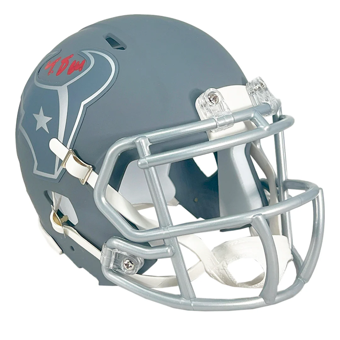 Tank Dell Signed Houston Texans Slate Alternate Speed Mini Football Helmet (JSA) - Image 3