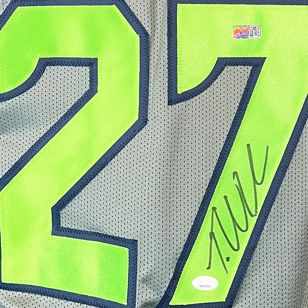 Tariq Woolen Signed Seattle Grey Football Jersey (JSA) - Image 2