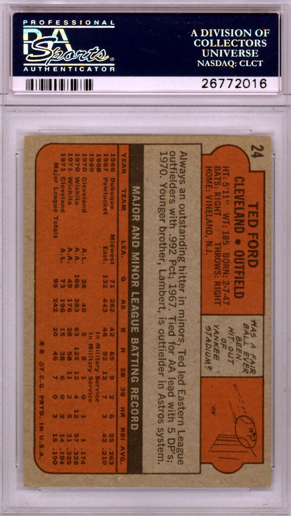 Ted Ford Autographed 1972 Topps Card #24 Cleveland Indians PSA/DNA #26772016 - Image 2