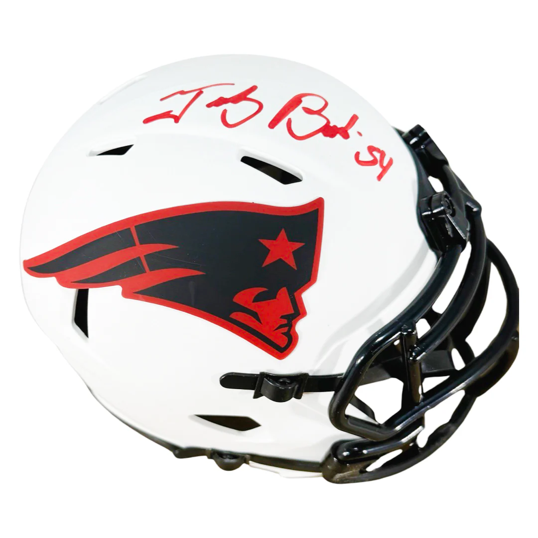 Tedy Bruschi Signed New England Patriots Lunar Eclipse Mini Football Helmet (Beckett) - Image 3