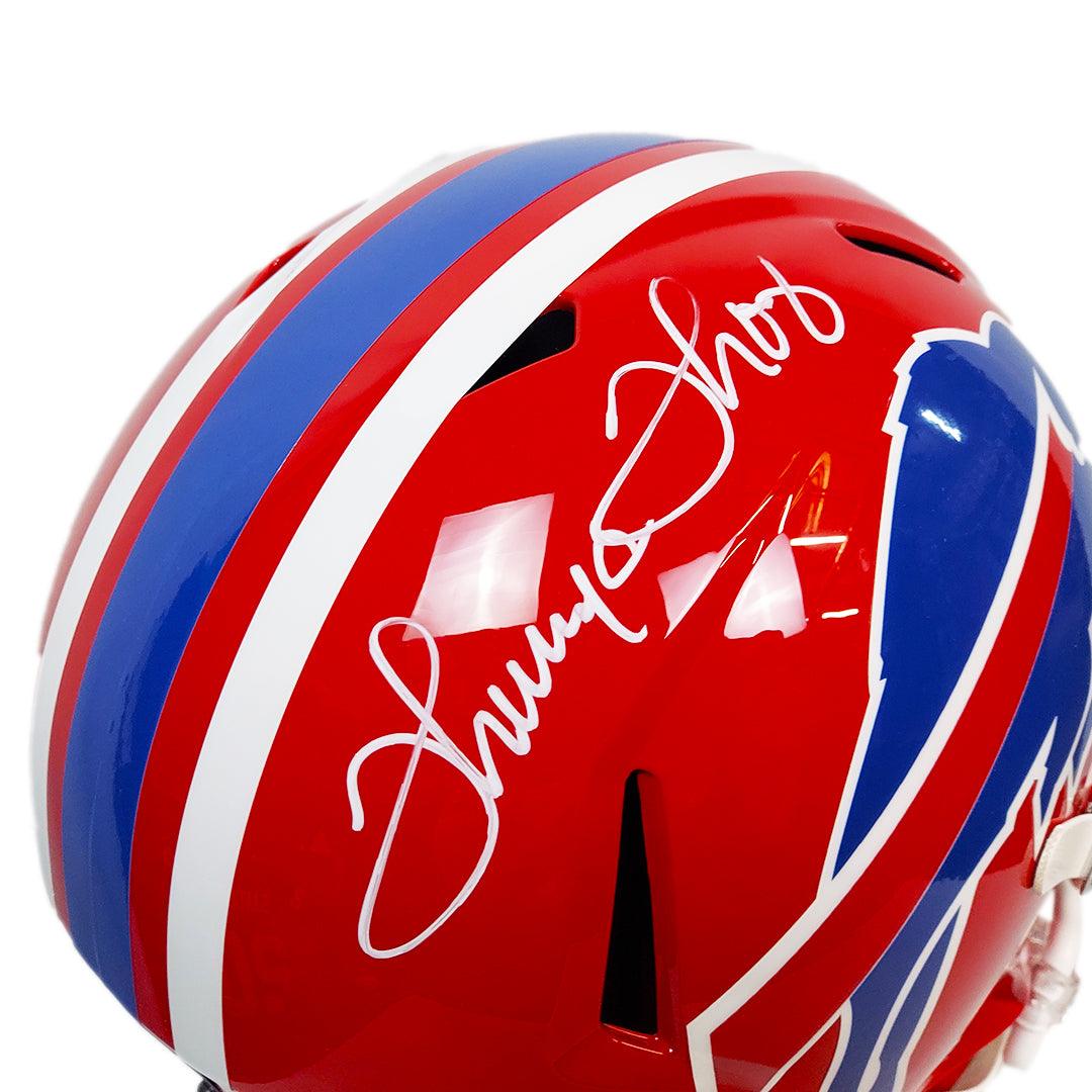 Thurman Thomas Signed Buffalo Bills Throwback 87-01 Speed Full-Size Replica Football Helmet (Beckett) - Image 2