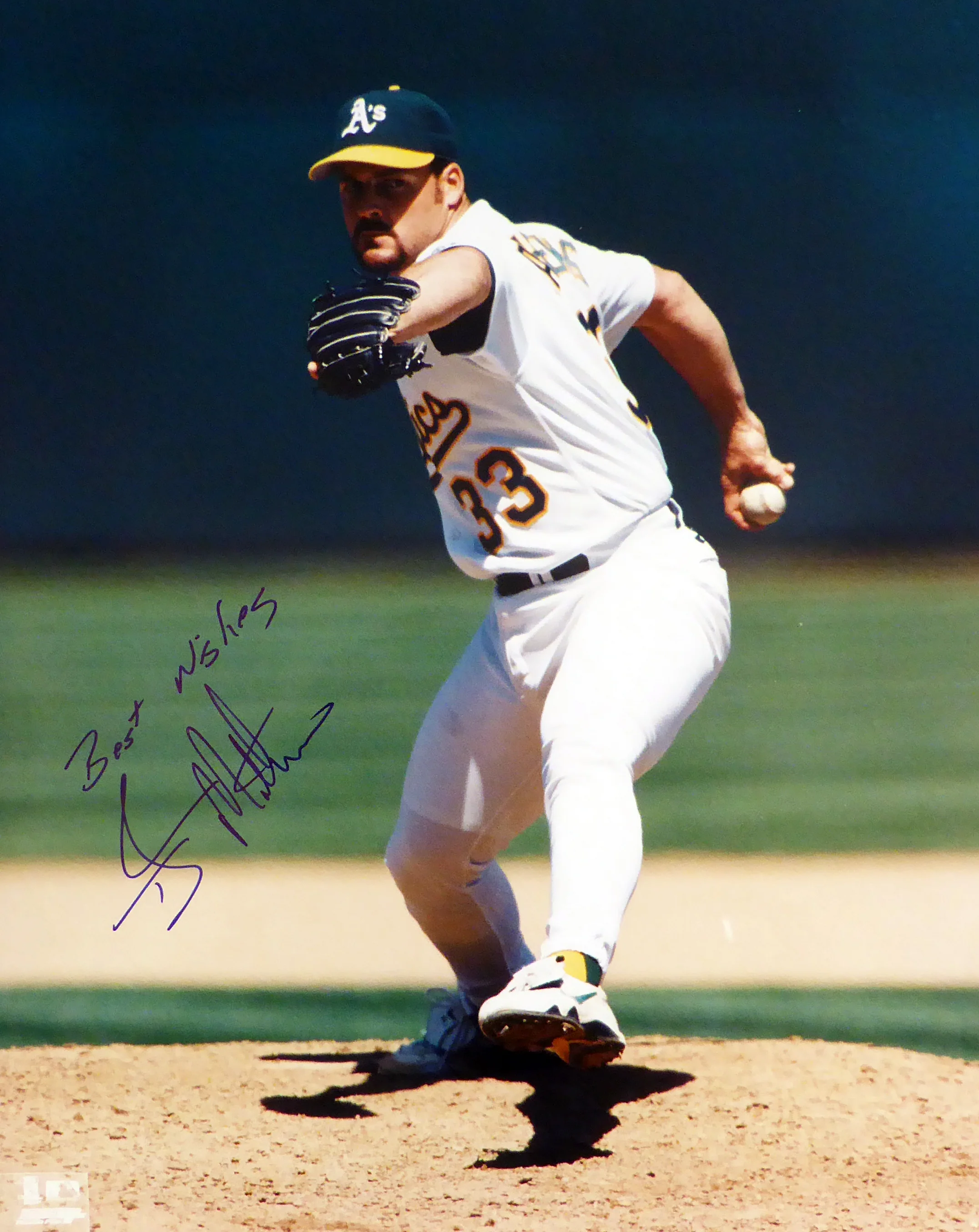 T.J. TJ Mathews Autographed 16x20 Photo Oakland A's "Best Wishes" SKU #214215