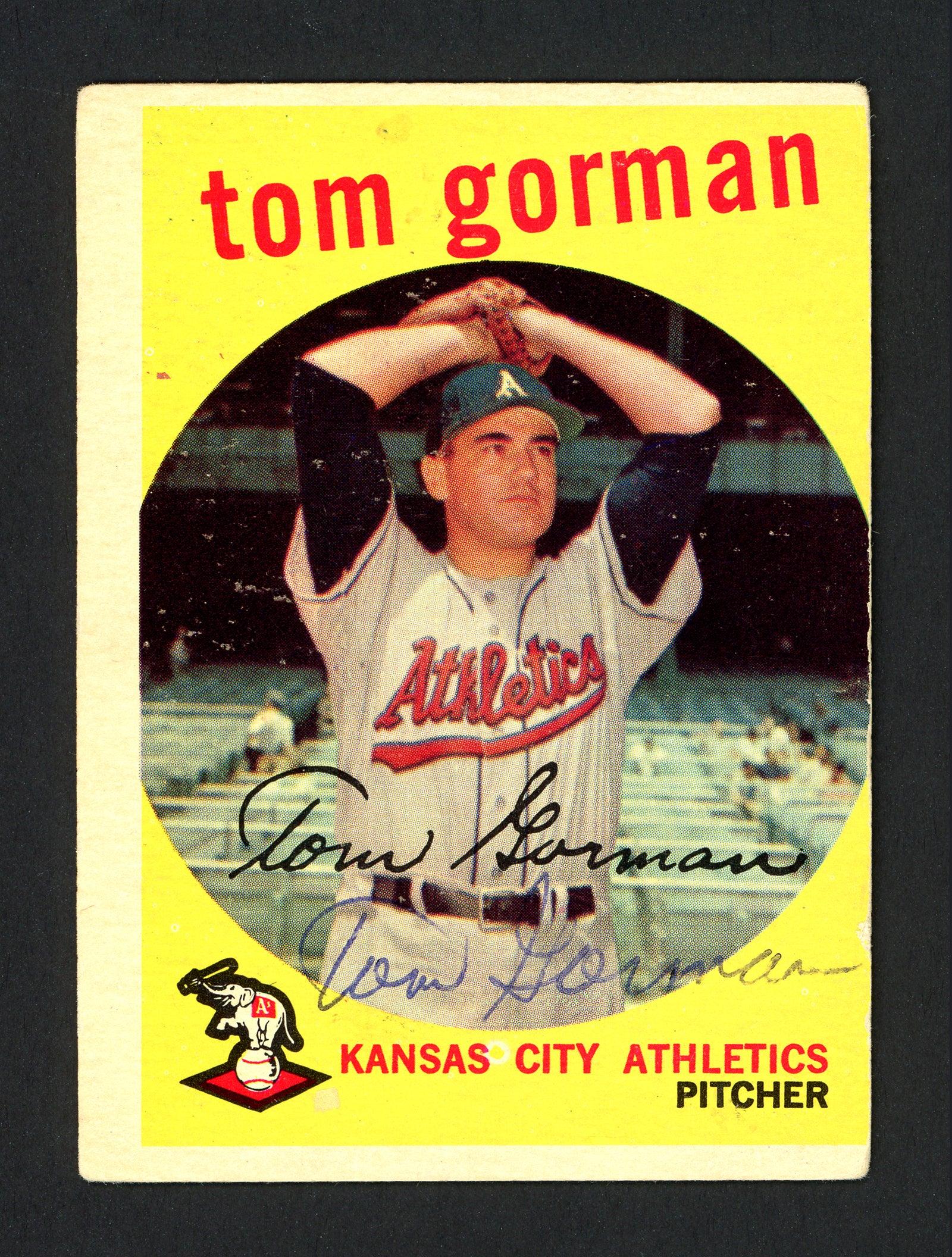 Tom Gorman Autographed 1959 Topps Card #449 Kansas City A's SKU #164384