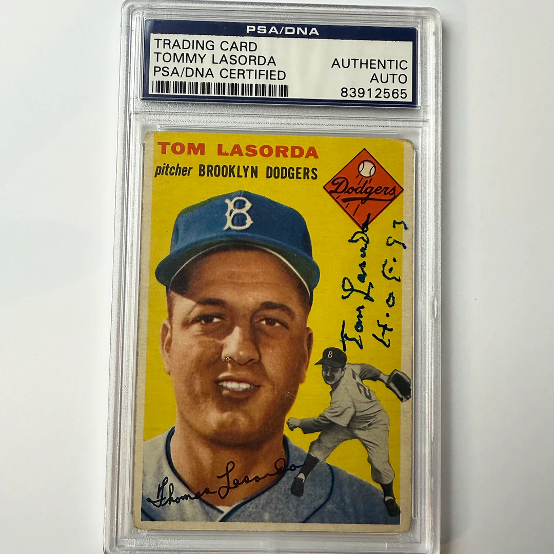 Tommy Lasorda Signed 1954 Topps Rookie #132 HOF 97 PSA Auto Authentic