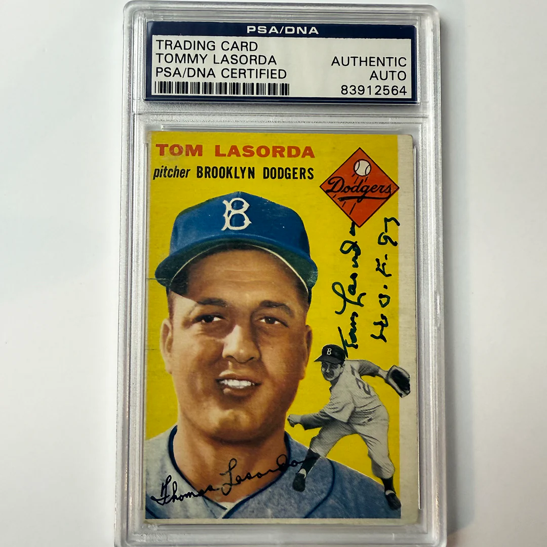 Tommy Lasorda Signed 1954 Topps Rookie #132 HOF 97 PSA Auto Authentic